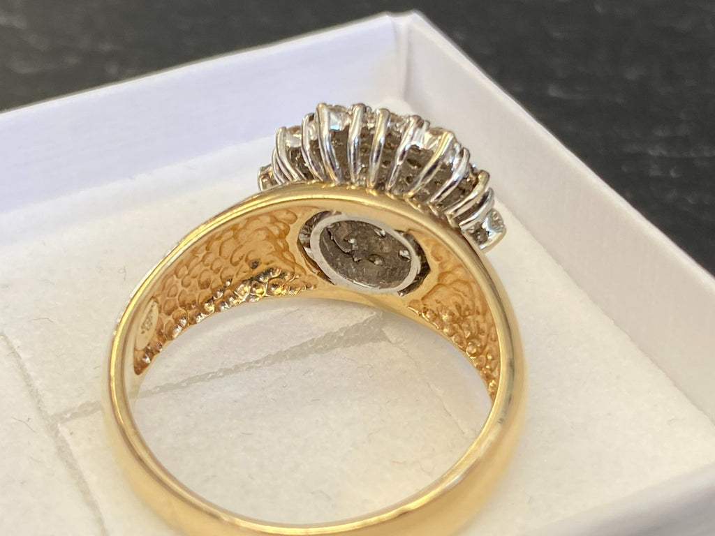 Vintage Damenring Cluster Ring Gelbgold 14K 585 Diamanten 0.78ct Gr 58