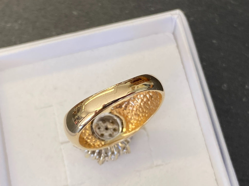 Vintage Damenring Cluster Ring Gelbgold 14K 585 Diamanten 0.78ct Gr 58