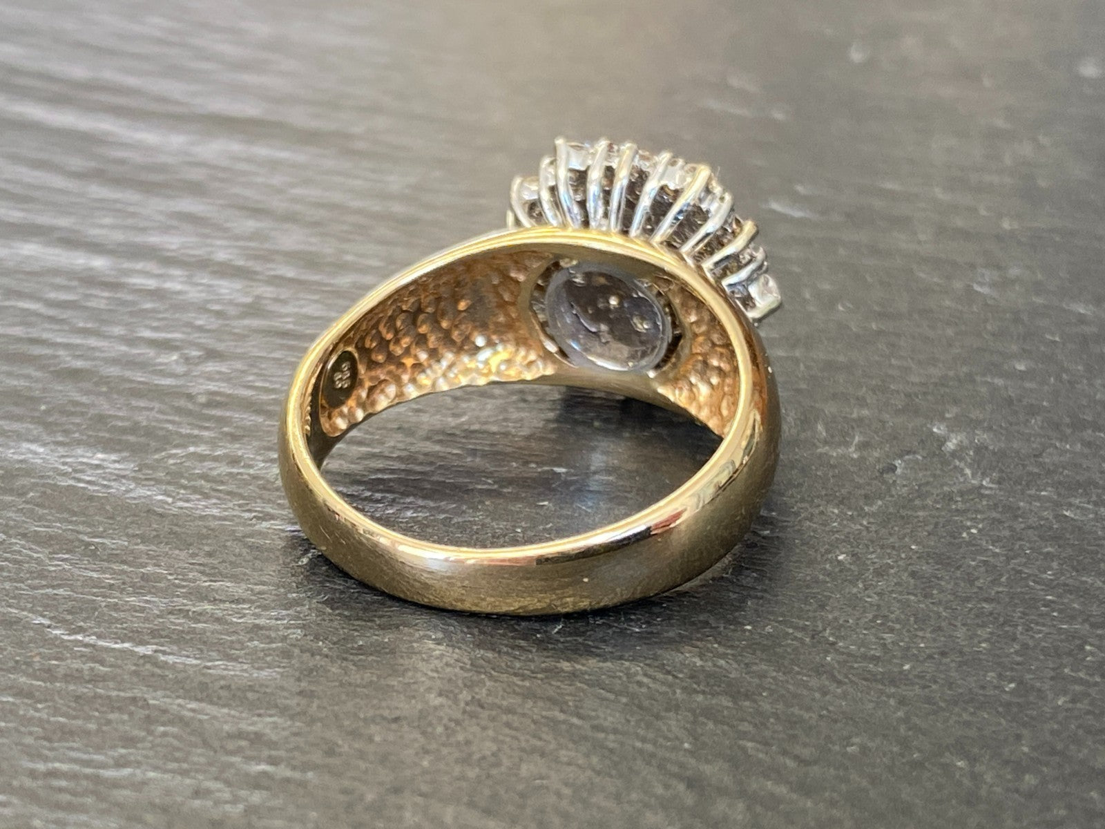 Vintage Damenring Cluster Ring Gelbgold 14K 585 Diamanten 0.78ct Gr 58
