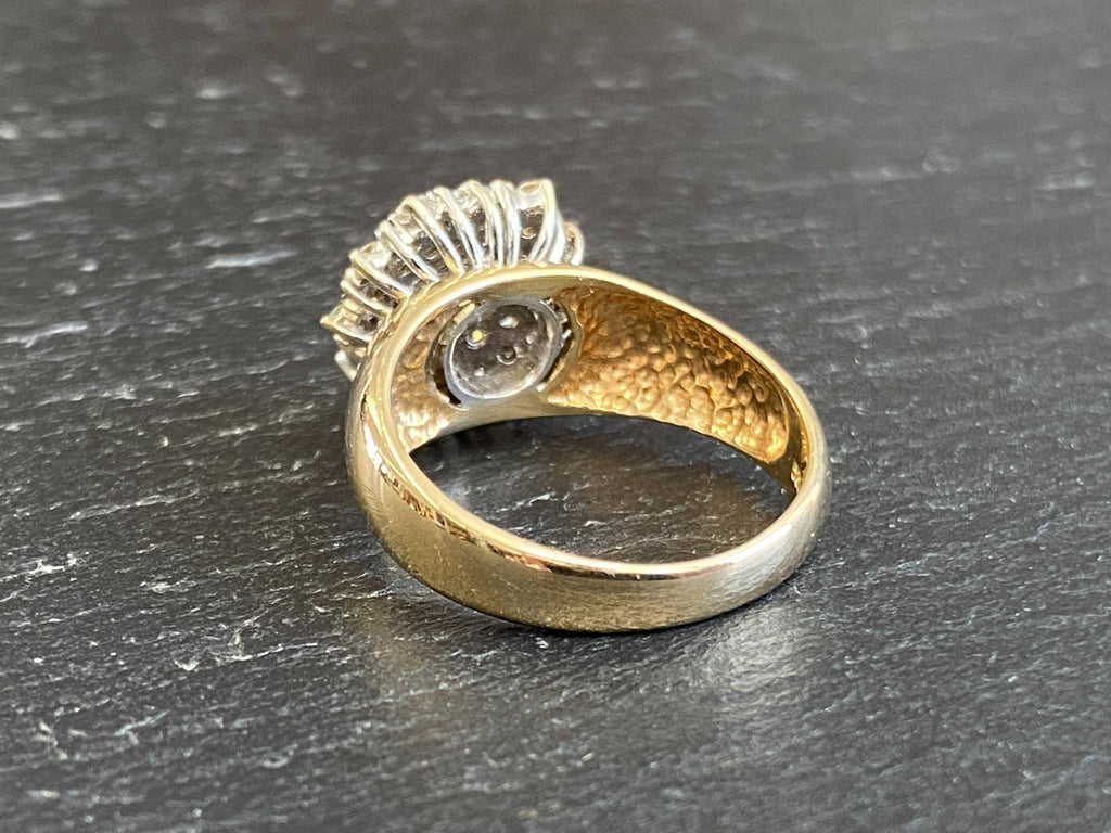 Vintage Damenring Cluster Ring Gelbgold 14K 585 Diamanten 0.78ct Gr 58