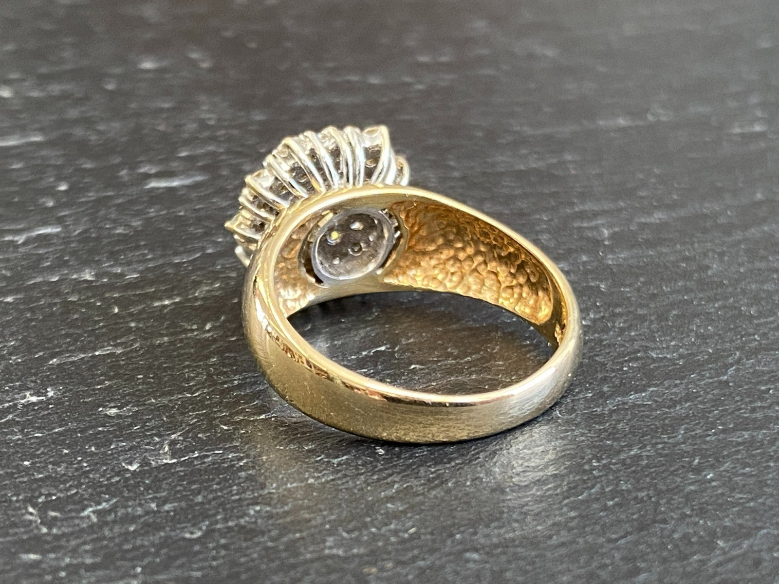 Vintage Damenring Cluster Ring Gelbgold 14K 585 Diamanten 0.78ct Gr 58