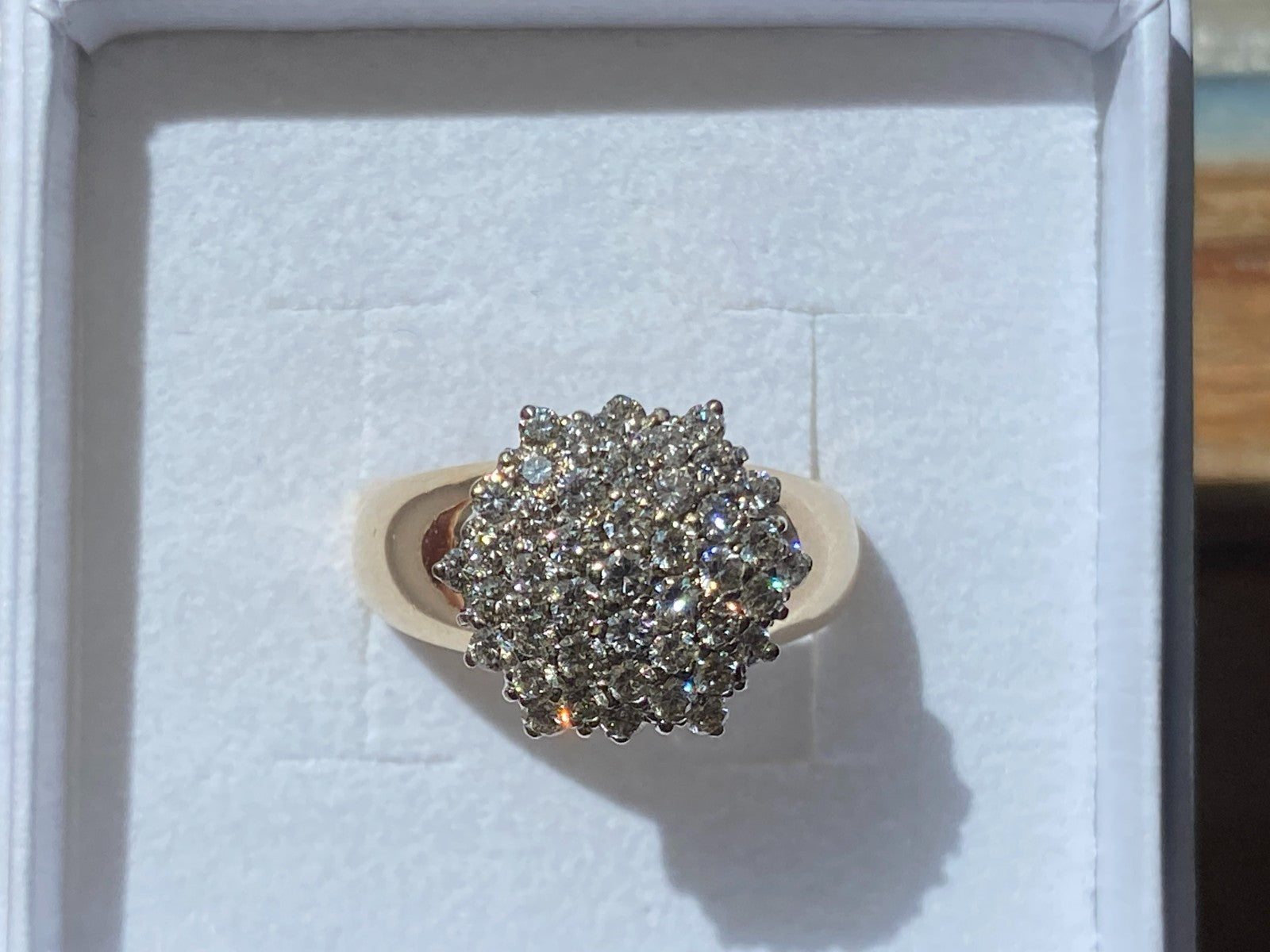 Vintage Damenring Cluster Ring Gelbgold 14K 585 Diamanten 0.78ct Gr 58