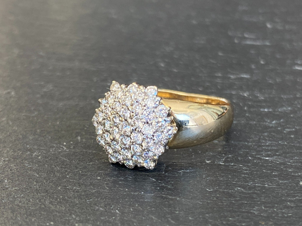 VINTAGE DAMENRING CLUSTER RING GELBGOLD 14K 585 DIAMANTEN 0.78ct GR  58