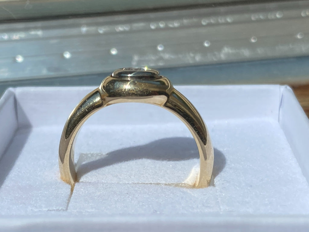 Vintage Damenring Solitär Ring Gelbgold 14K 585 Diamant 0.33ct Gr 56