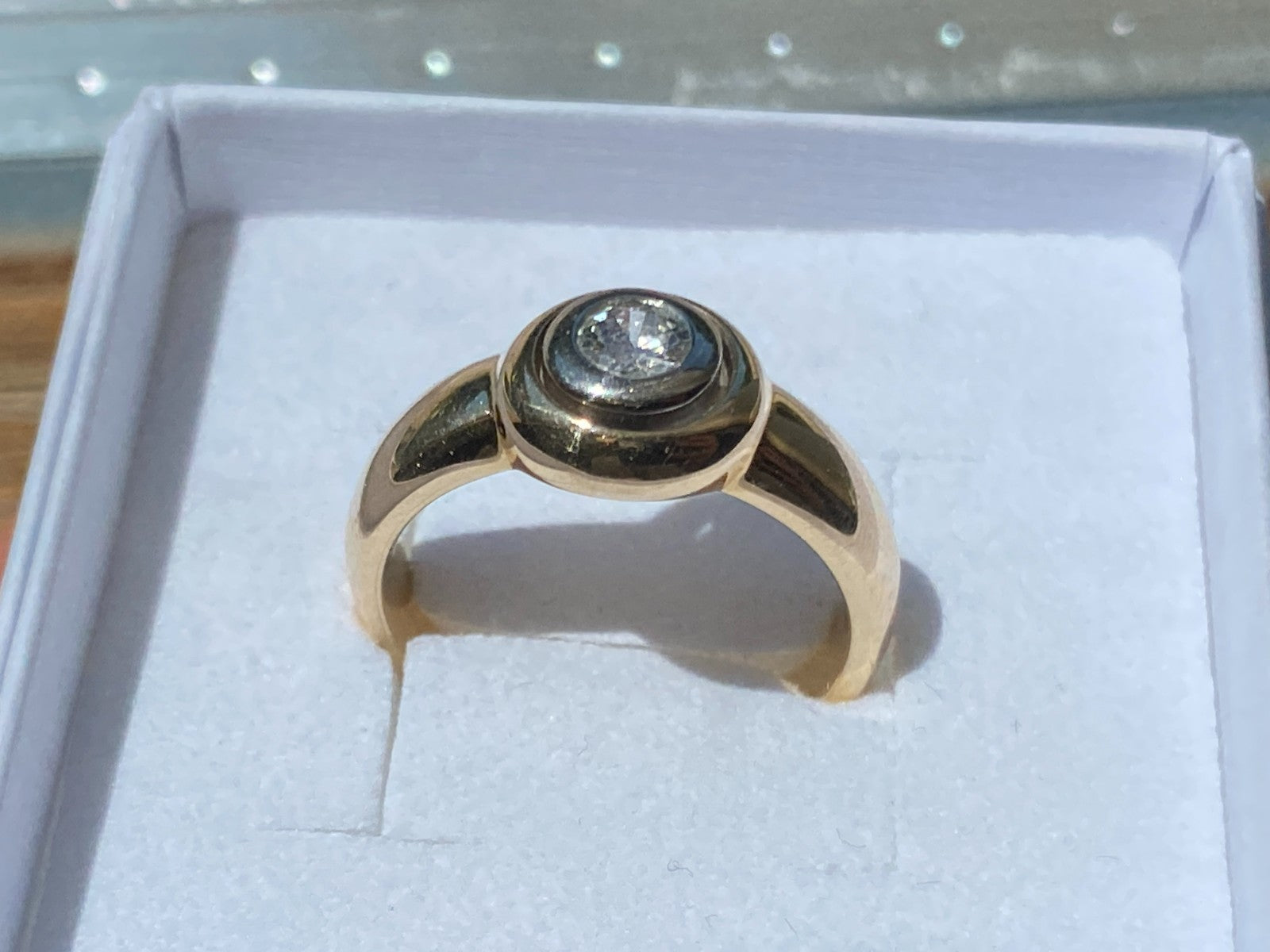 Vintage Damenring Solitär Ring Gelbgold 14K 585 Diamant 0.33ct Gr 56