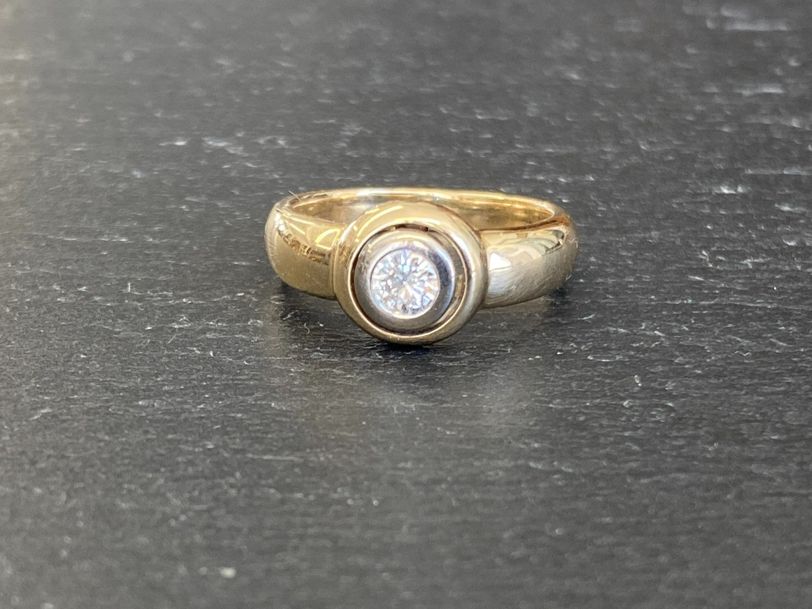 Vintage Damenring Solitär Ring Gelbgold 14K 585 Diamant 0.33ct Gr 56