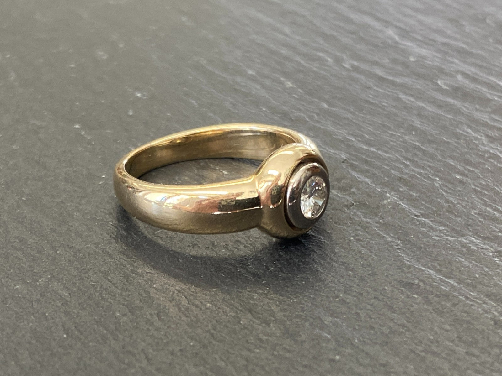 Vintage Damenring Solitär Ring Gelbgold 14K 585 Diamant 0.33ct Gr 56