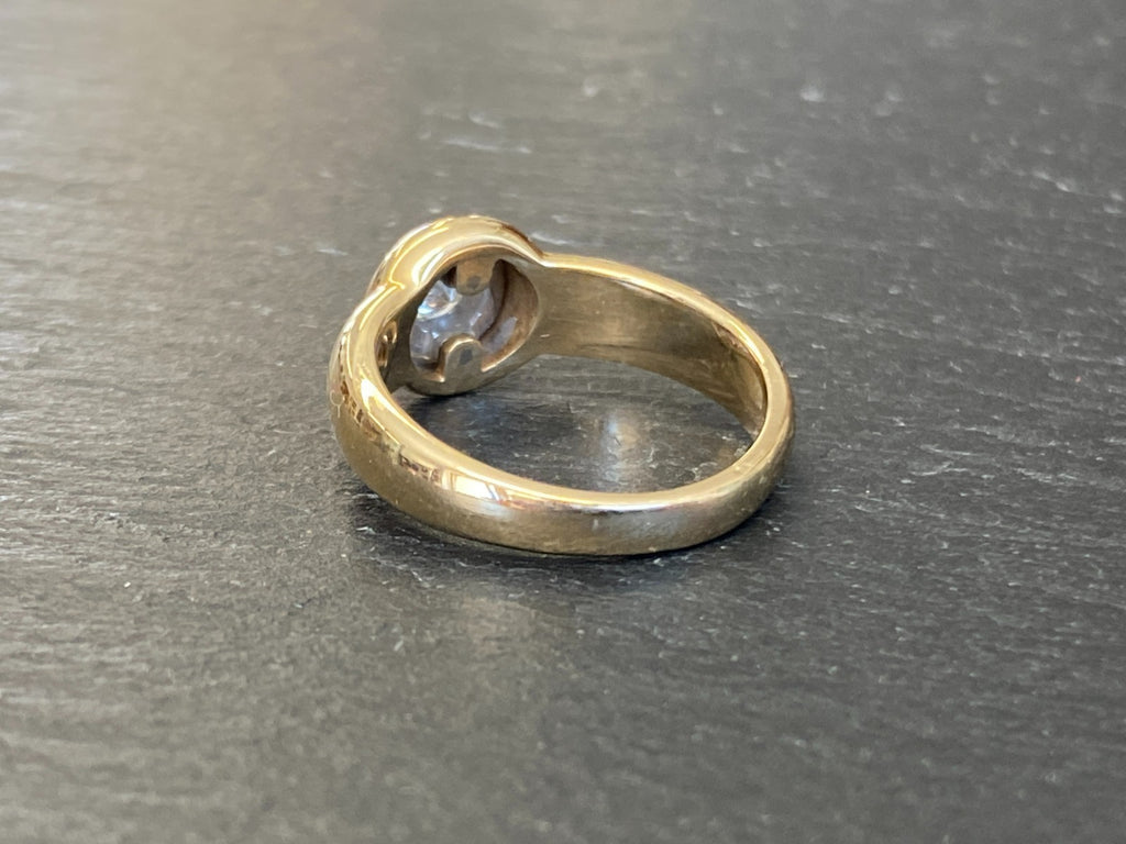 Vintage Damenring Solitär Ring Gelbgold 14K 585 Diamant 0.33ct Gr 56