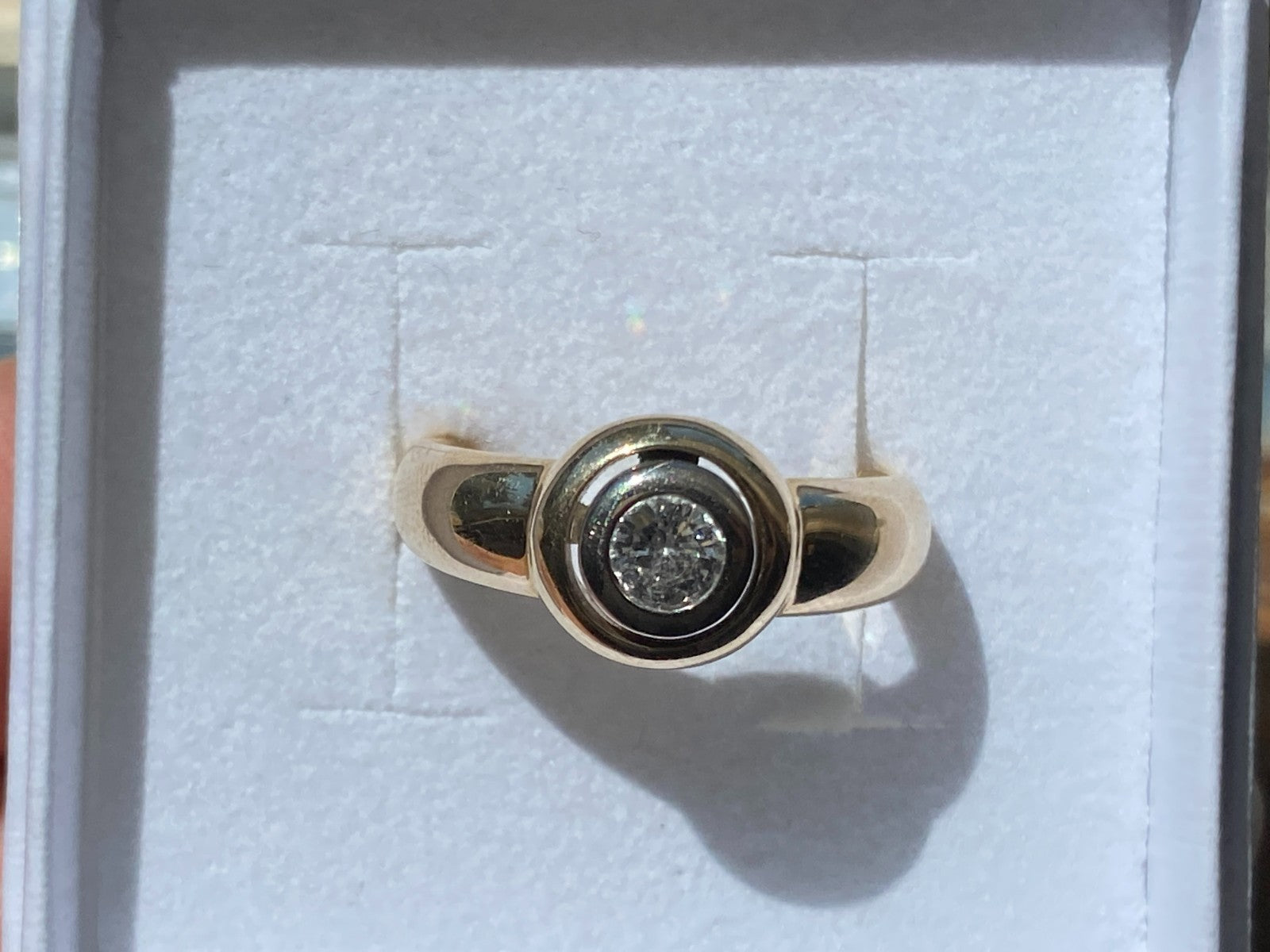 Vintage Damenring Solitär Ring Gelbgold 14K 585 Diamant 0.33ct Gr 56