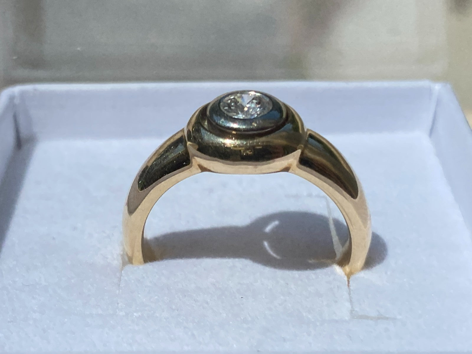 Vintage Damenring Solitär Ring Gelbgold 14K 585 Diamant 0.33ct Gr 56