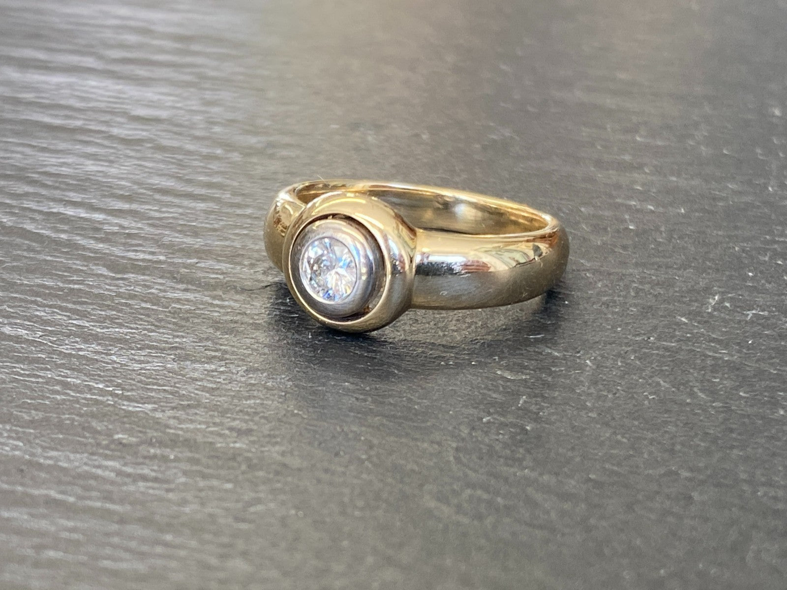 VINTAGE DAMENRING SOLITÄR RING GELBGOLD 14K 585 DIAMANT 0.33ct GR  56
