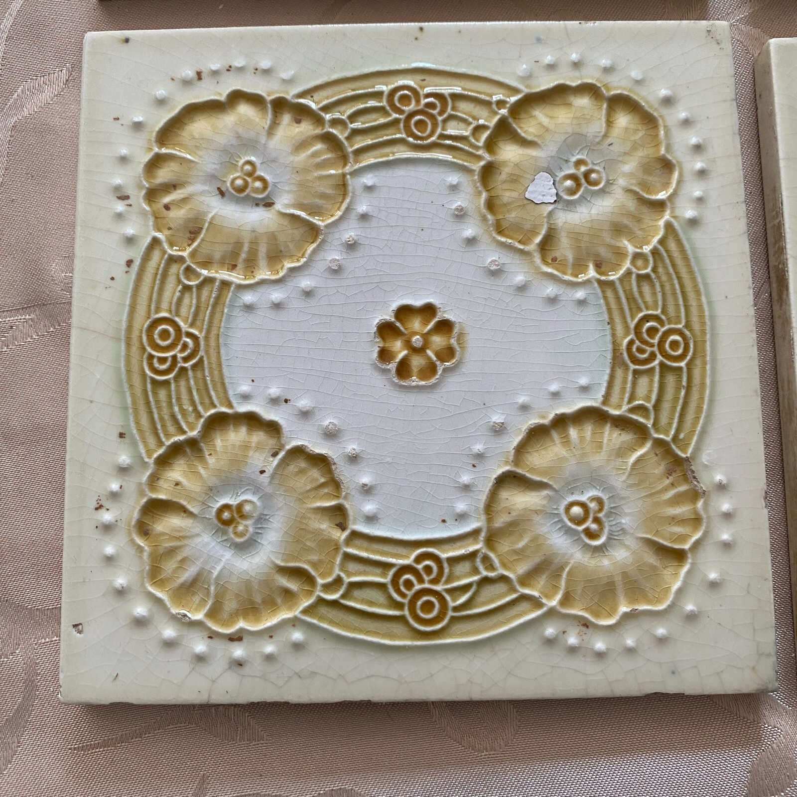 ANTIKE JUGENDSTIL FLIESEN 9 STÜCK SET KACHELN UM 1910 15x15cm AUS KERAMIK – Bild 13