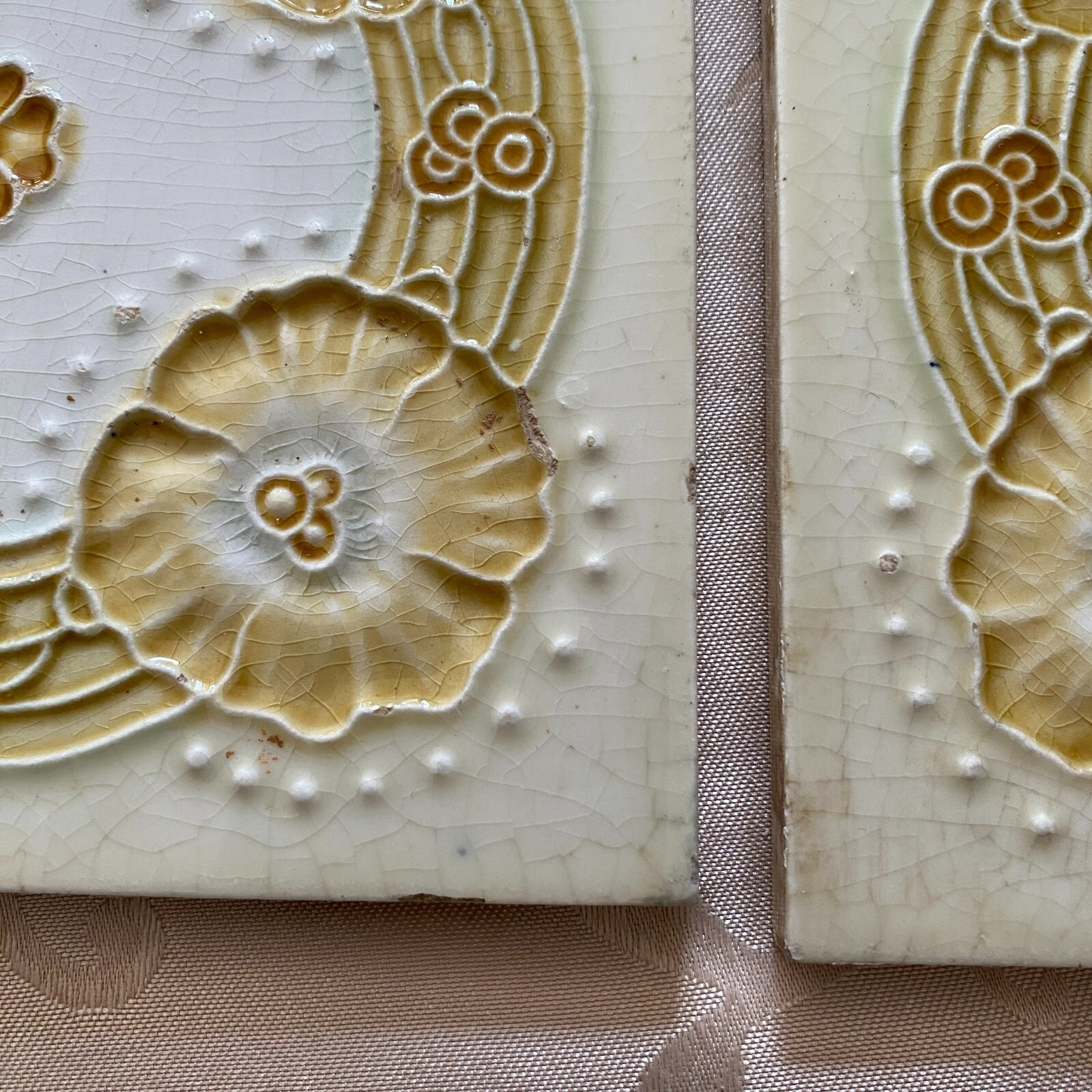 ANTIKE JUGENDSTIL FLIESEN 9 STÜCK SET KACHELN UM 1910 15x15cm AUS KERAMIK – Bild 14