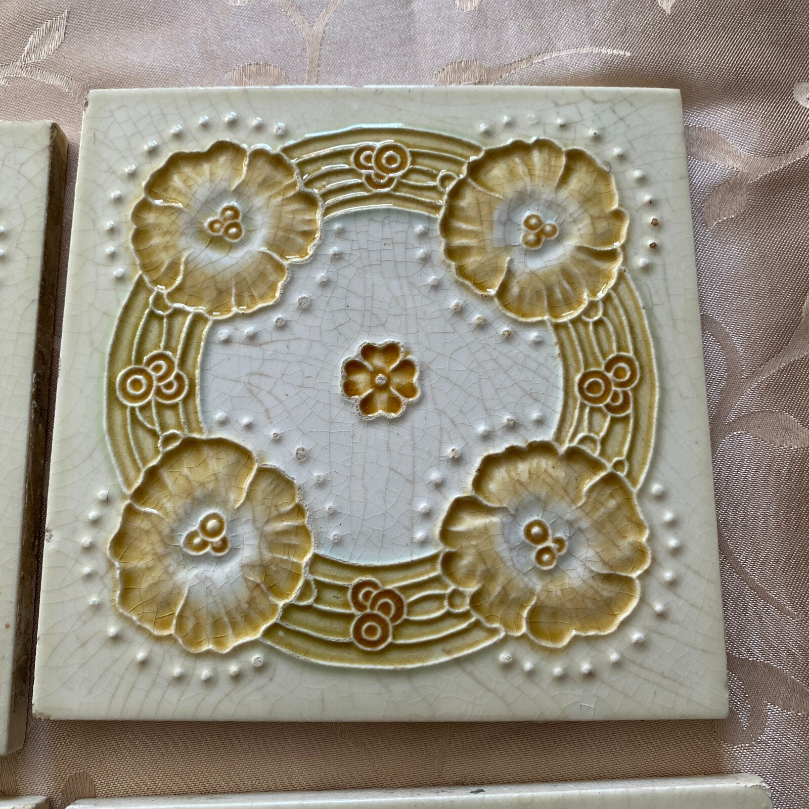 ANTIKE JUGENDSTIL FLIESEN 9 STÜCK SET KACHELN UM 1910 15x15cm AUS KERAMIK – Bild 6