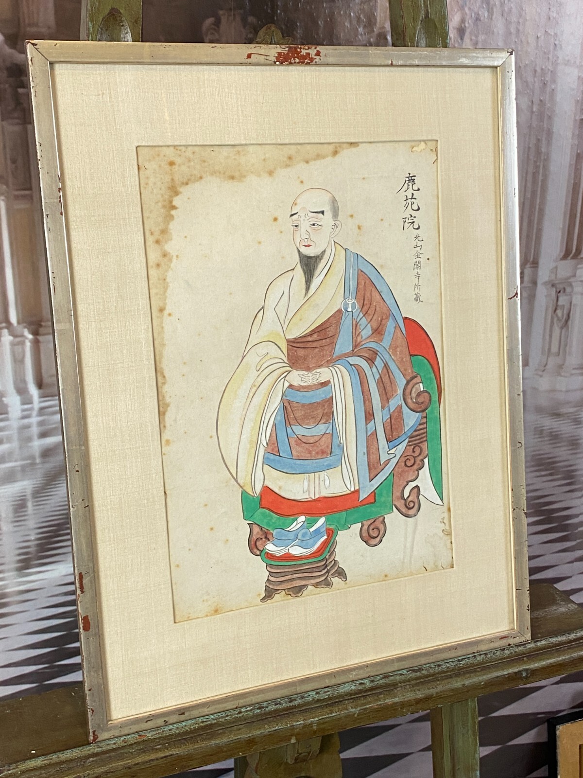 Antikes japanisches Aquarell  PORTRAIT MANN – Bild 11