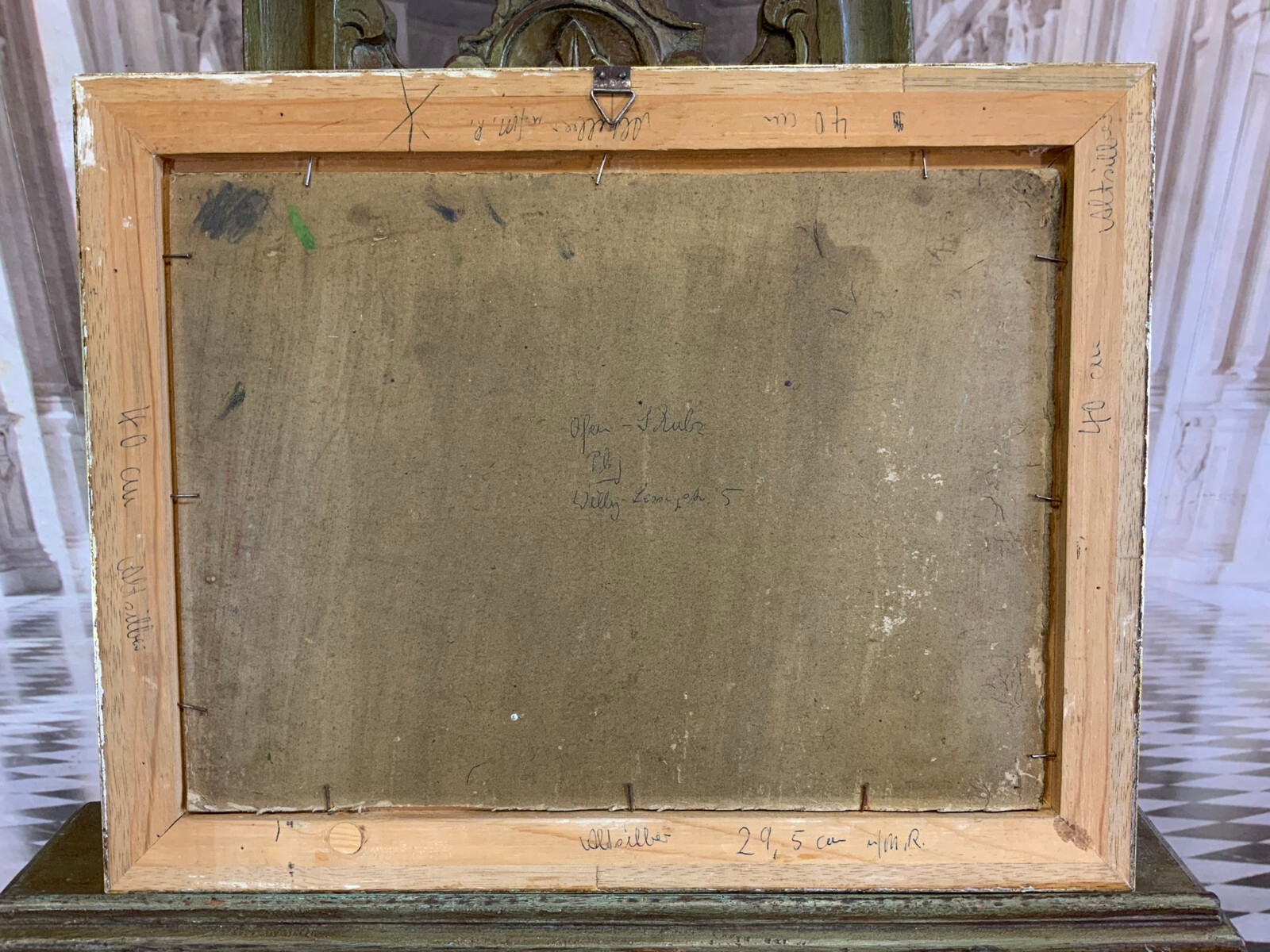 ÖLGEMÄLDE PERSONEN MIT KARREN SIGNIERT GERAHMT GESAMT 48x38cm – Bild 11
