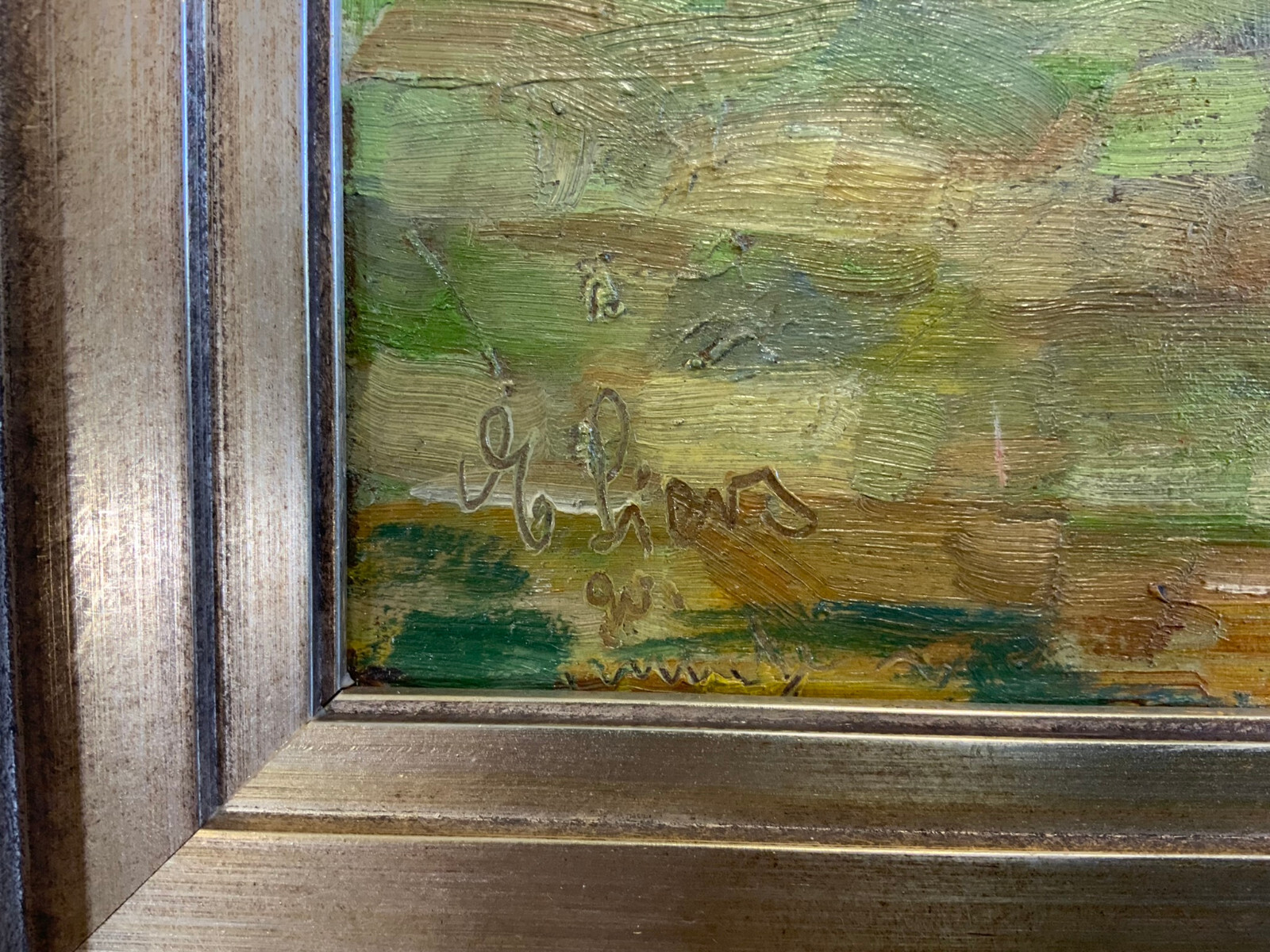 ÖLGEMÄLDE PERSONEN MIT KARREN SIGNIERT GERAHMT GESAMT 48x38cm – Bild 9