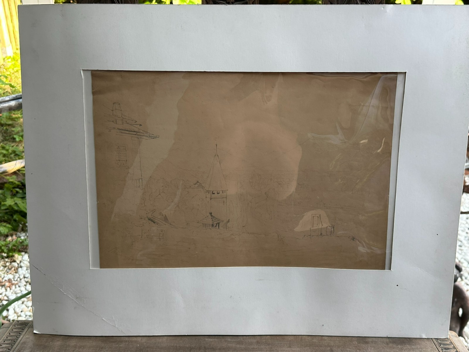 ANTIKE ZEICHNUNG VON 1840 SIGNIERT THUN LANDSCHAFT – Bild 12