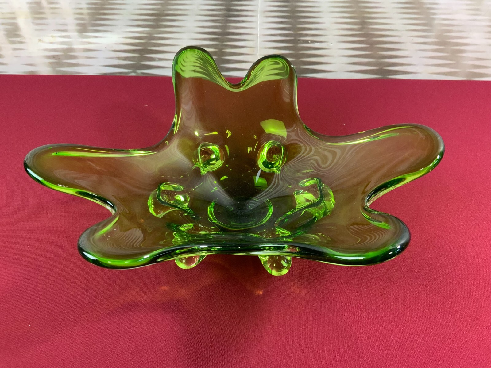 GROSSE SCHALE AUS GLAS HANDARBEIT KÜNSTLERGLAS 2,2kg 35cm DURCHMESSER