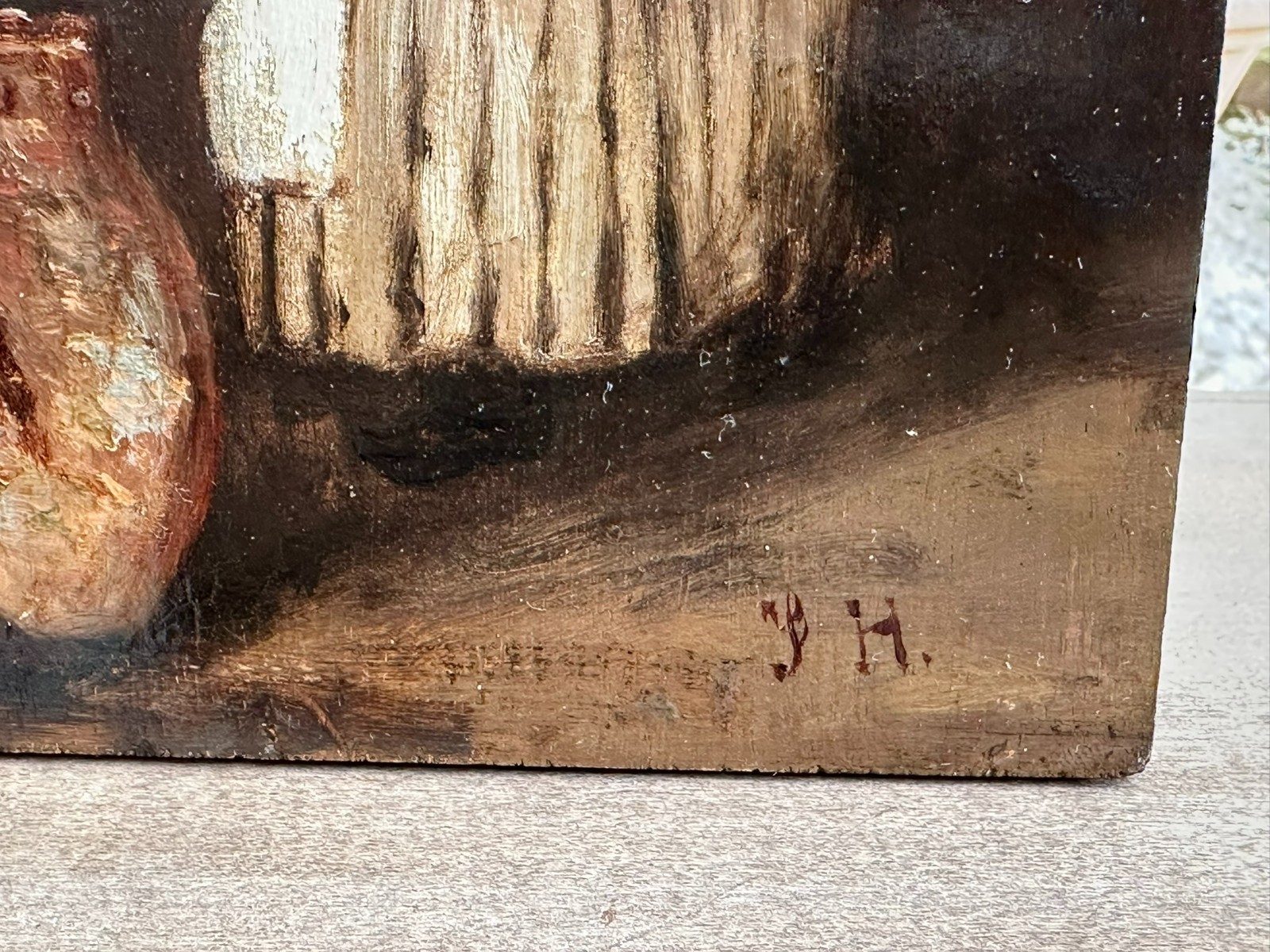 ANTIKES ÖLGEMÄLDE DAS DIENSTMÄDCHEN MONOGRAMMIST KOPIE NACH FRANCOIS BONVIN – Bild 4