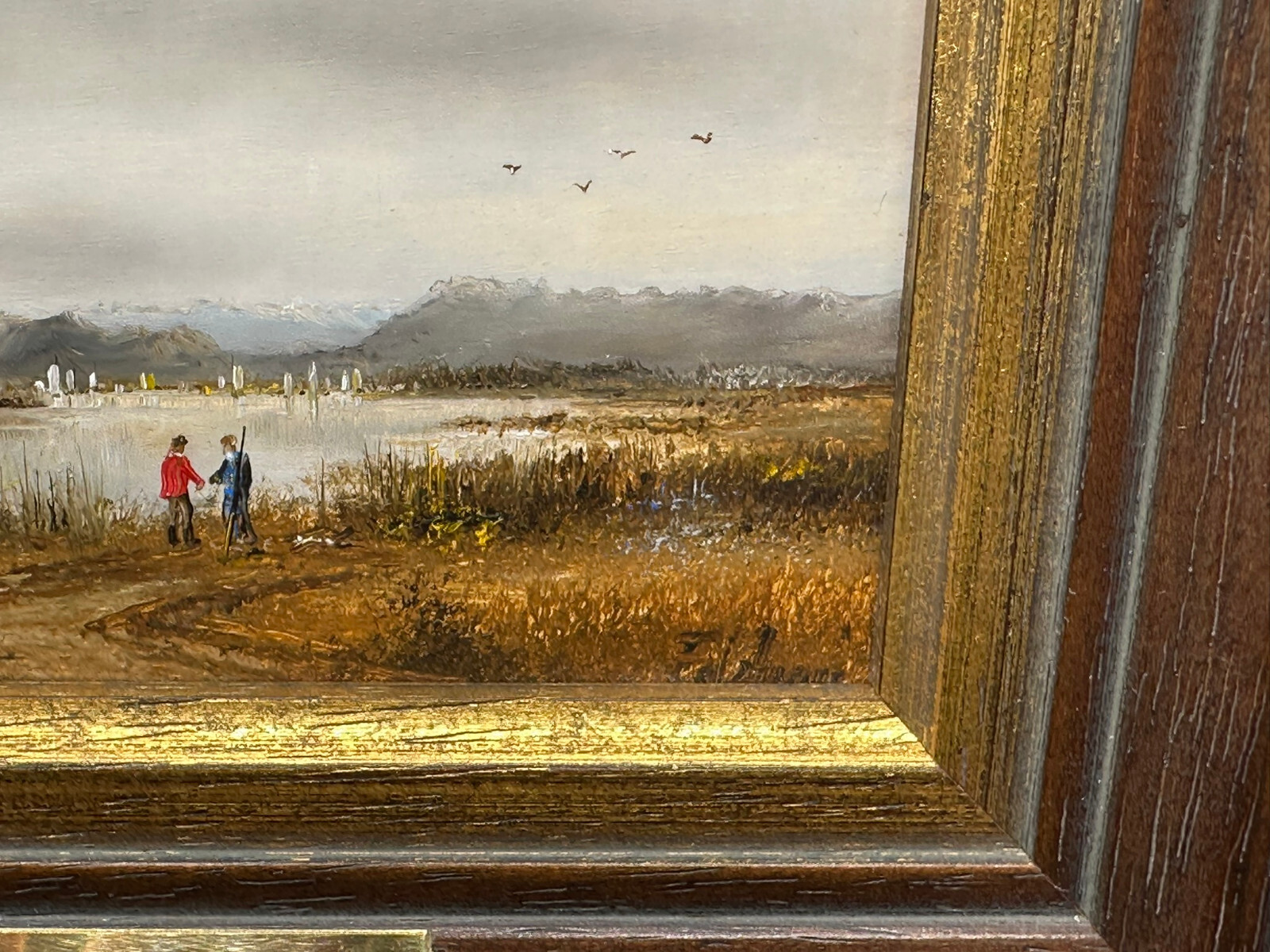 ÖLGEMÄLDE PRUNKRAHMEN PERSONEN LANDSCHAFT STARNBERGER SEE Ignaz Peter FALZBERGER – Bild 6