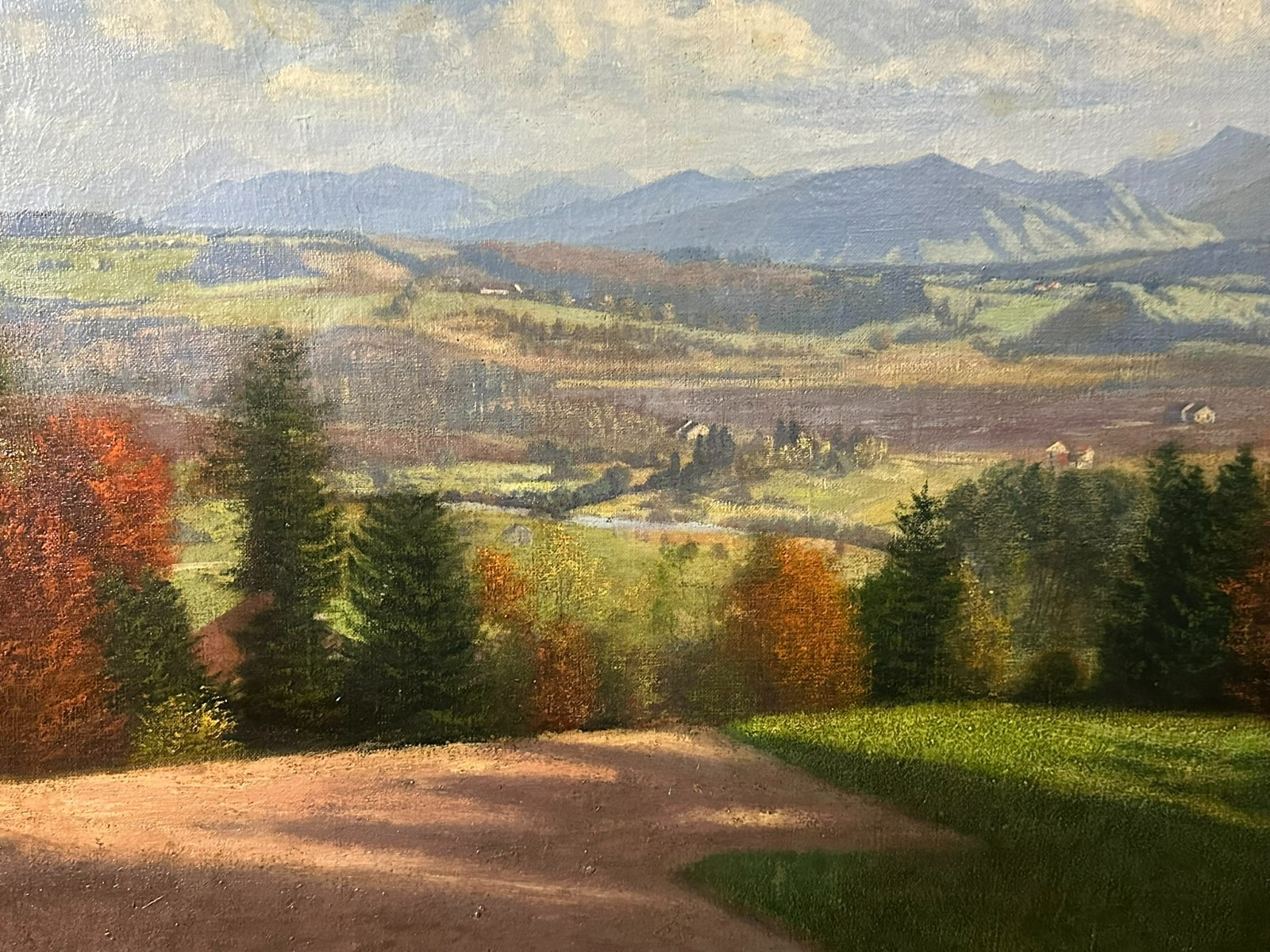 Philipp GRAF (1874-1947) ÖLGEMÄLDE LANDSCHAFT VOR GEBIRGE