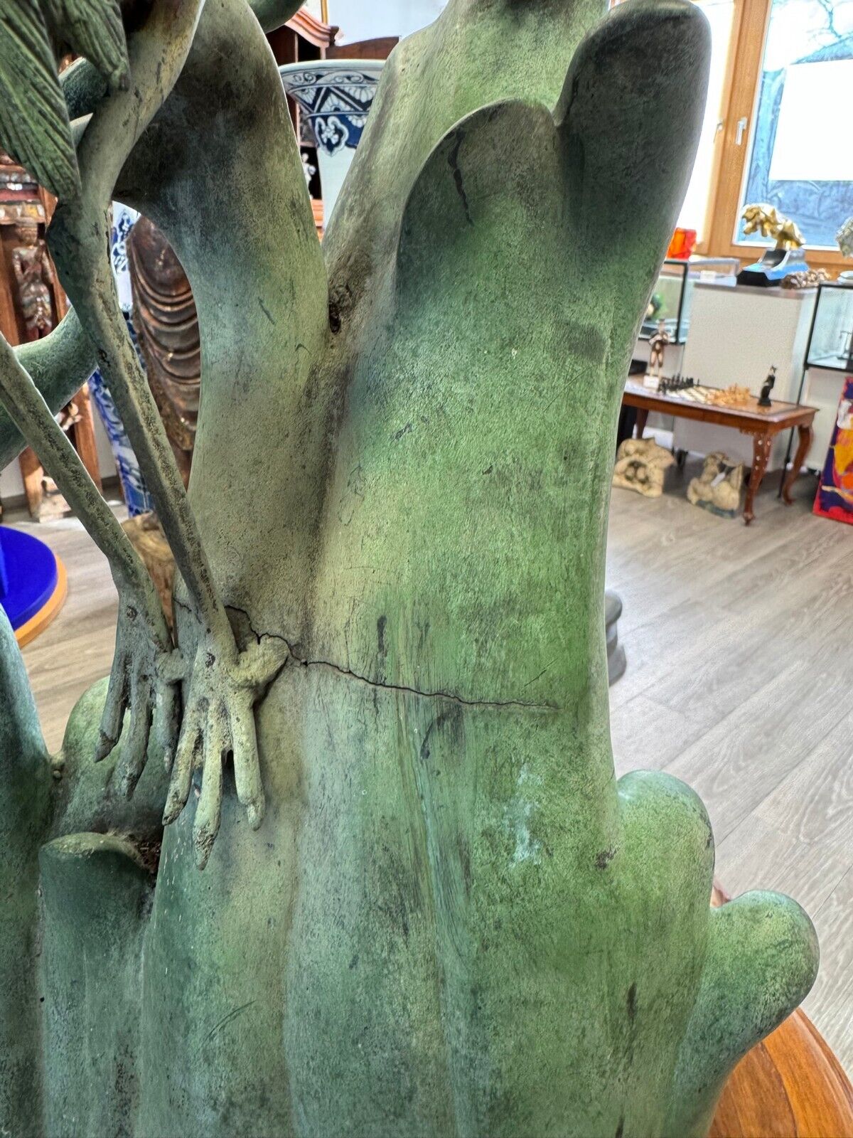 SEHR SCHÖNE 95cm GROSSE UNSIGNIERTE BRONZE SKULPTUR FLIEGENDE KRANICHE – Bild 21