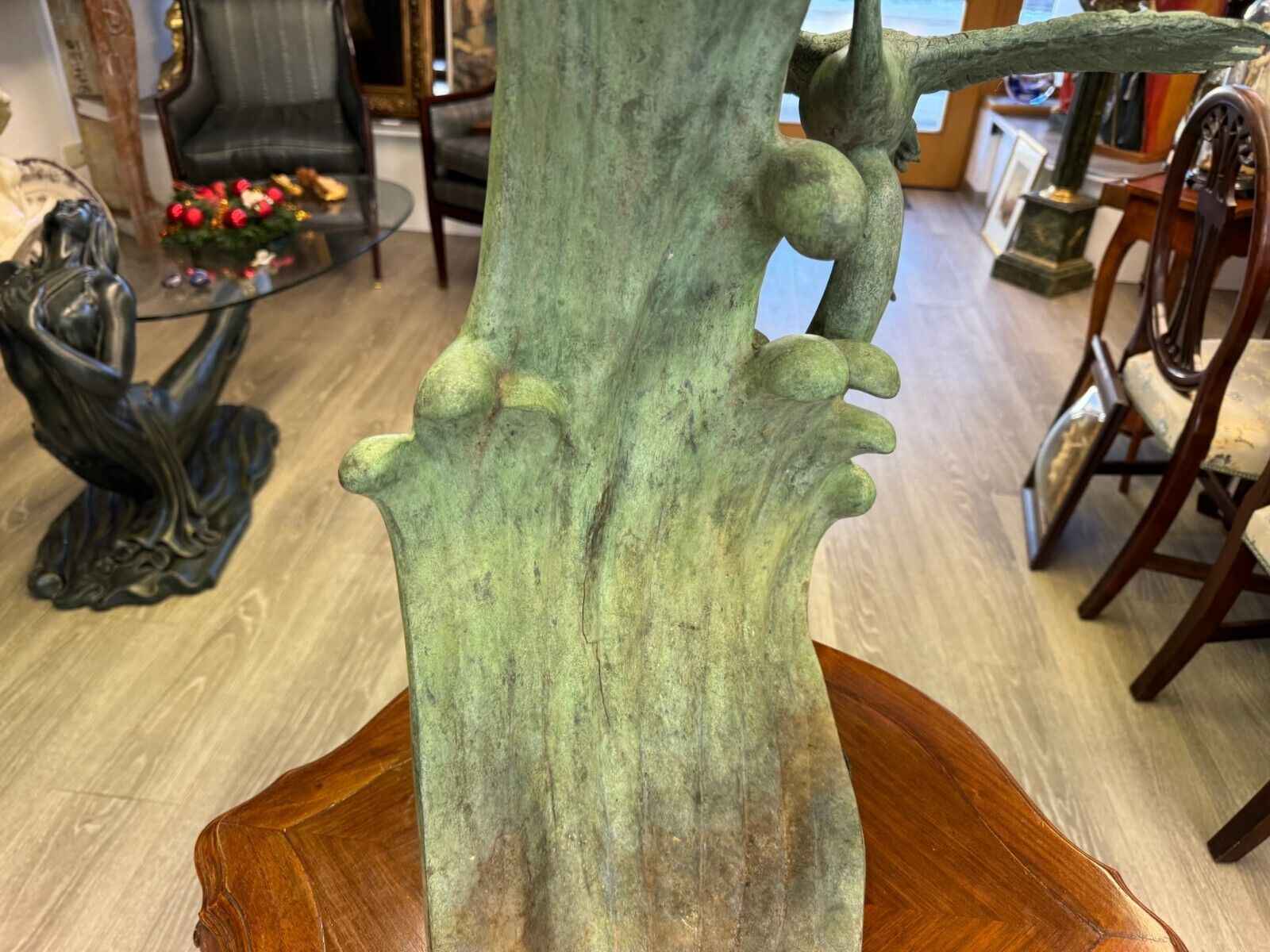 SEHR SCHÖNE 95cm GROSSE UNSIGNIERTE BRONZE SKULPTUR FLIEGENDE KRANICHE – Bild 9