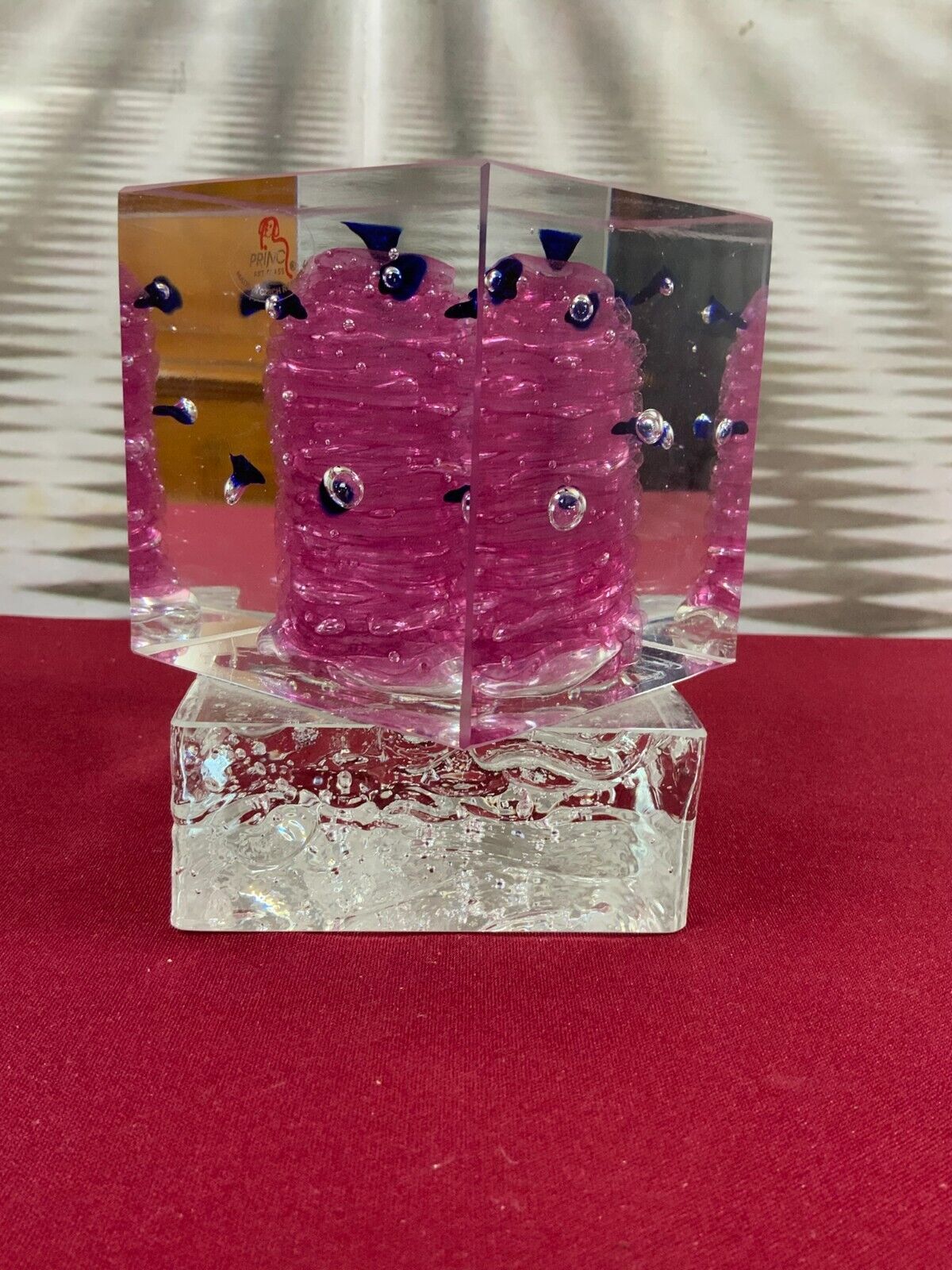 MASSIVE FIGUR AUS GLAS HANDGEARBEITET 2,7kg PRINC DESIGNED ABSTRAKT – Bild 7