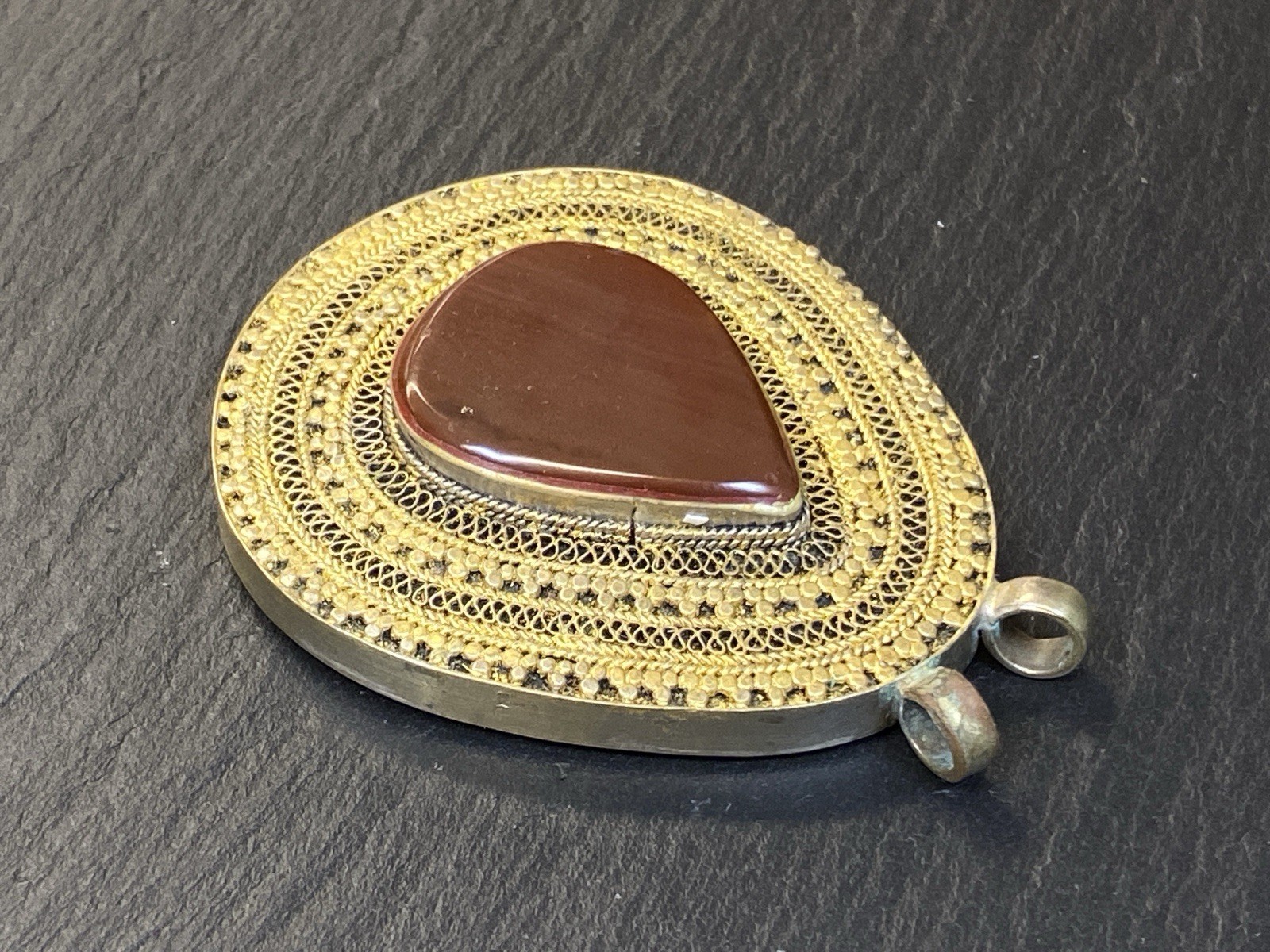 ANTIK ORIENT ORIENTALISCH ANHÄNGER SILBER TROPFENFORM ACHAT – Bild 4