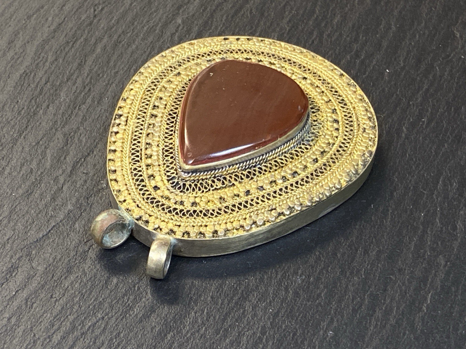 ANTIK ORIENT ORIENTALISCH ANHÄNGER SILBER TROPFENFORM ACHAT – Bild 5