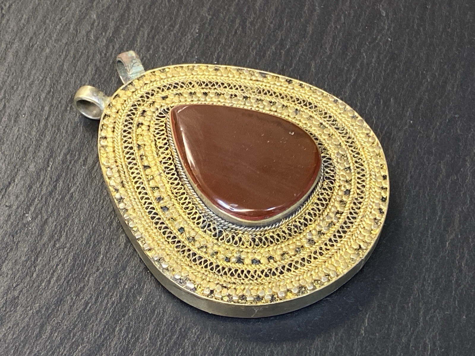 ANTIK ORIENT ORIENTALISCH ANHÄNGER SILBER TROPFENFORM ACHAT – Bild 6