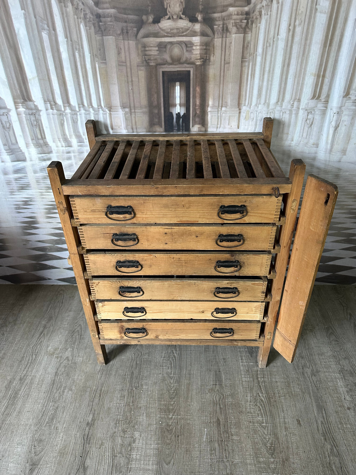 ANTIKES WEINREGAL ABSCHLIESSBAR ALPENLAND 19 TES JHDT HOLZ UND METALL – Bild 9