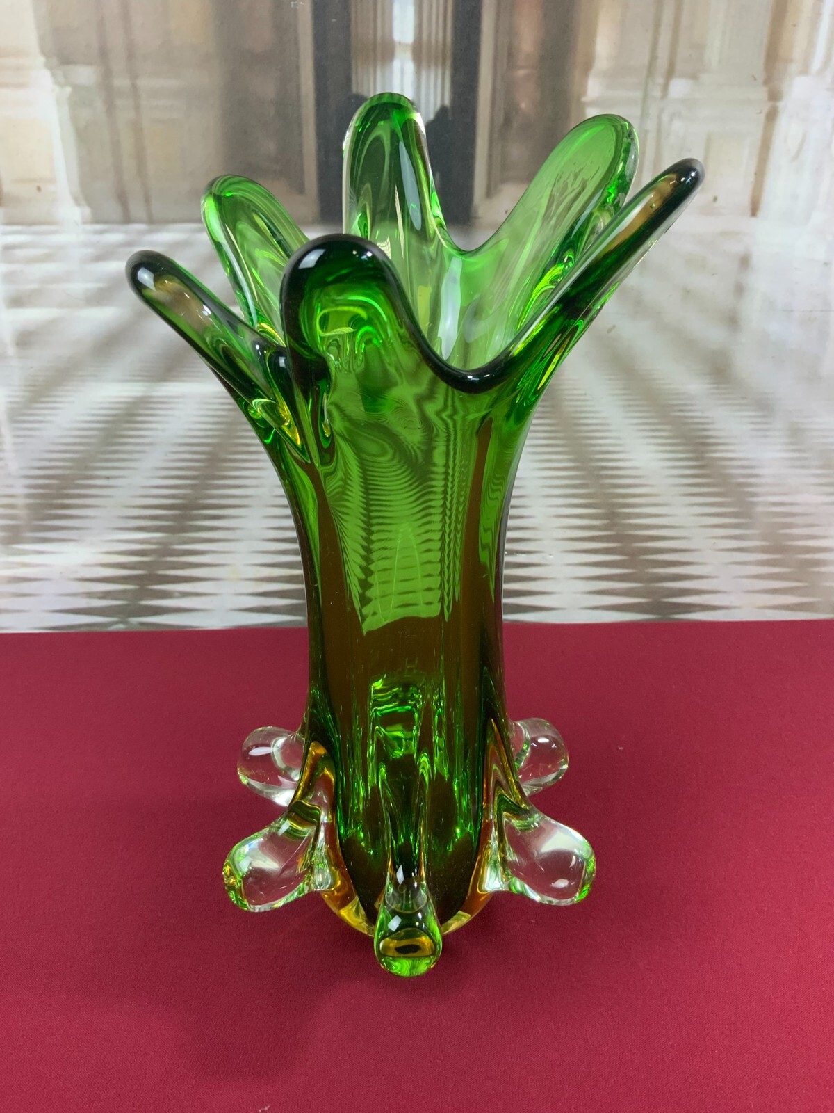 GROSSE PRUNKVASE VASE AUS GLAS HANDARBEIT KÜNSTLERGLAS 3,5kg 36cm WOHL MURANO