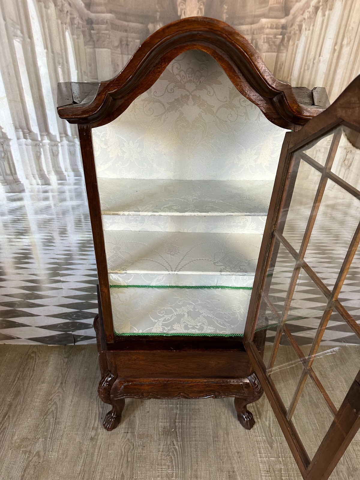 ANTIKE VITRINE UM 1900 MINIATURVITRINE 133cm KOLONIALMÖBEL AUS TEAKHOLZ – Bild 12