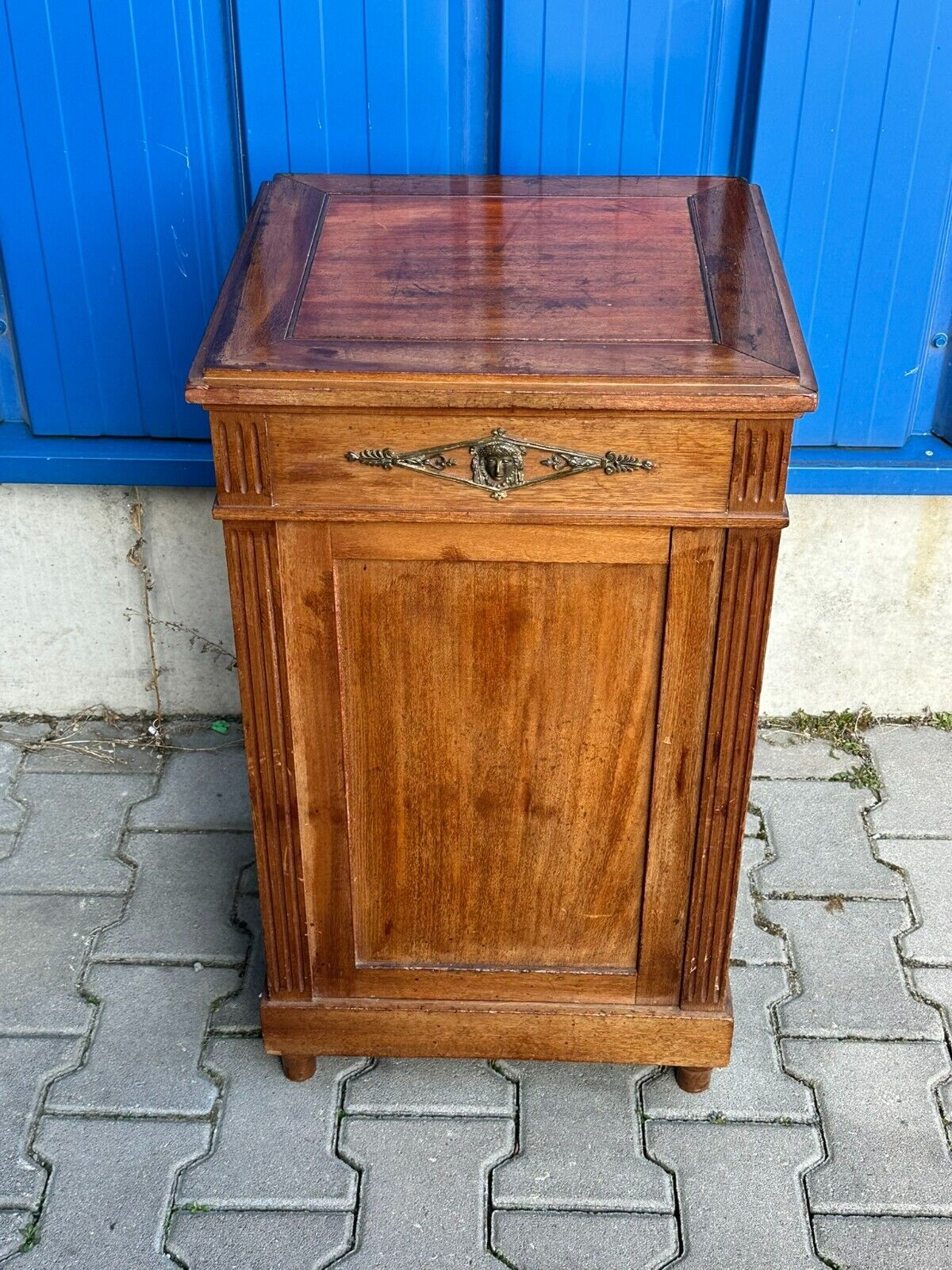 ANTIKE LOUIS SEIZE STIL KOMMODE NACHTTISCH UM 1880 MAHAGONI MASSIV OBERKLAPPE