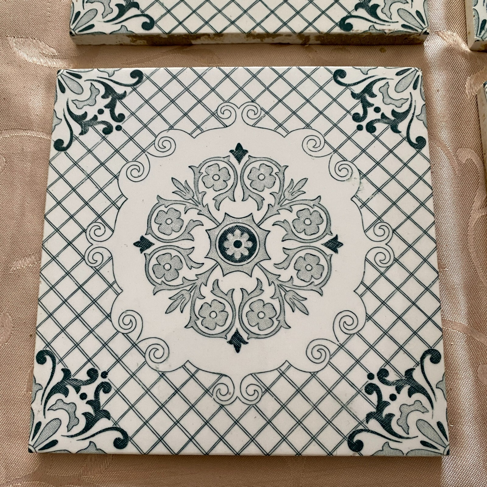 ANTIKE JUGENDSTIL FLIESEN 9 STÜCK SET KACHELN UM 1910 15x15cm AUS KERAMIK – Bild 12