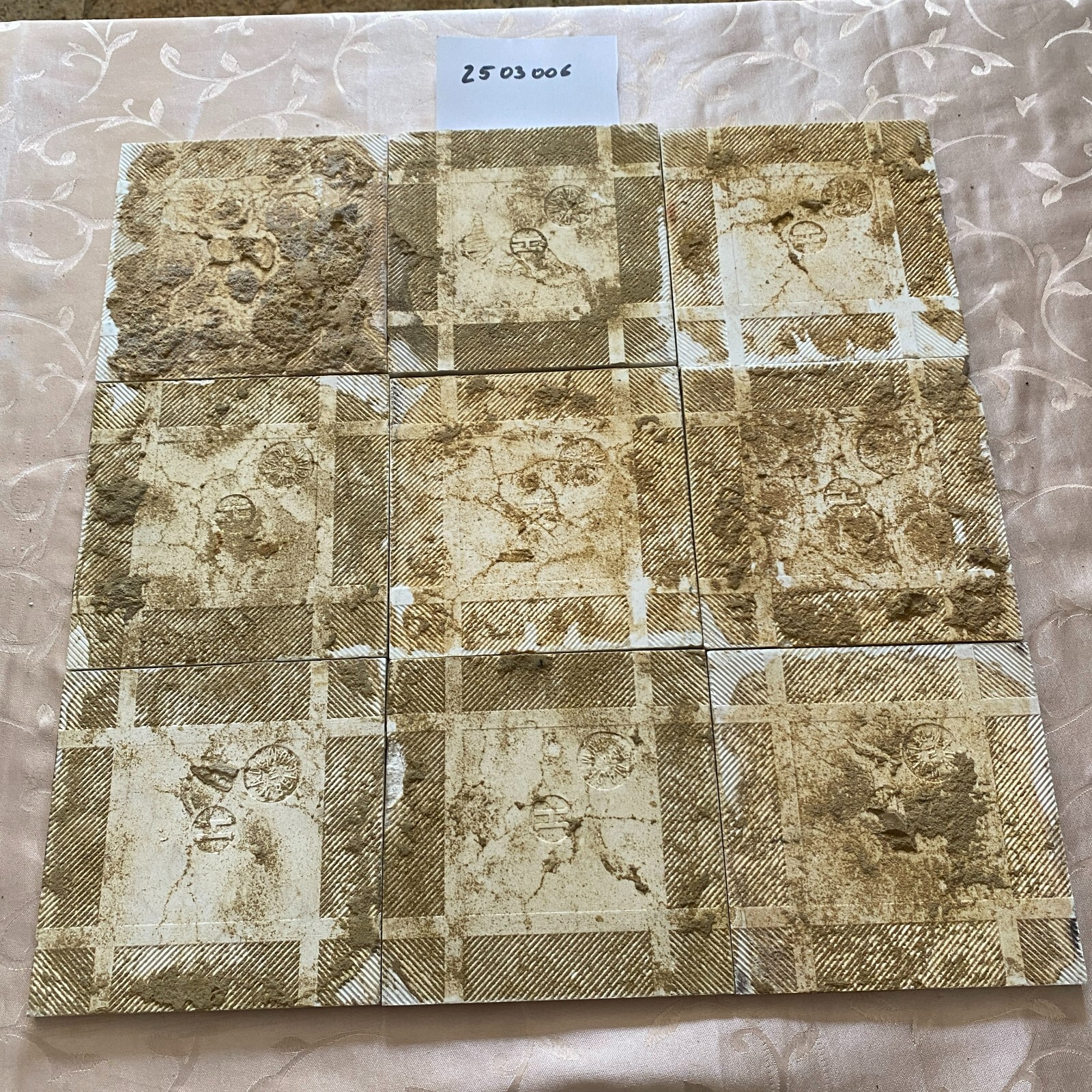 ANTIKE JUGENDSTIL FLIESEN 9 STÜCK SET KACHELN UM 1910 15x15cm AUS KERAMIK – Bild 15