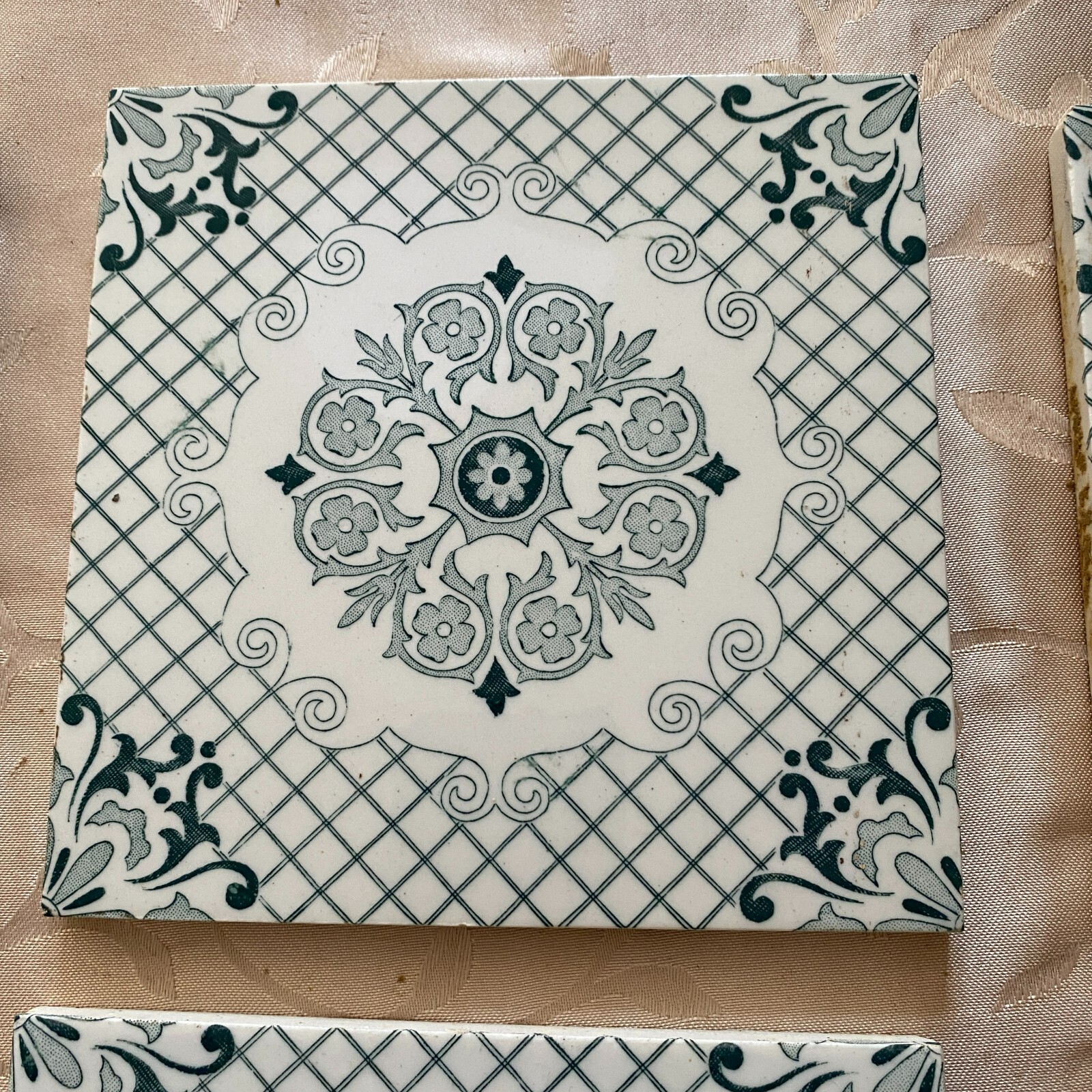 ANTIKE JUGENDSTIL FLIESEN 9 STÜCK SET KACHELN UM 1910 15x15cm AUS KERAMIK – Bild 5