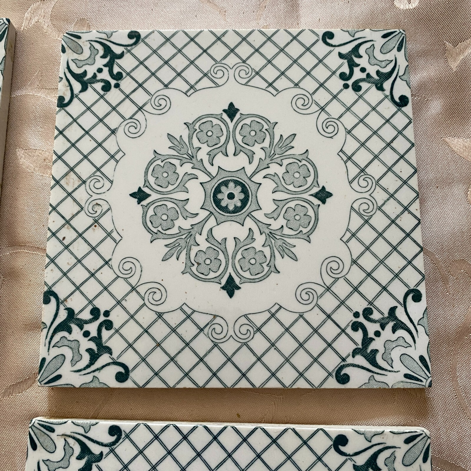 ANTIKE JUGENDSTIL FLIESEN 9 STÜCK SET KACHELN UM 1910 15x15cm AUS KERAMIK – Bild 6