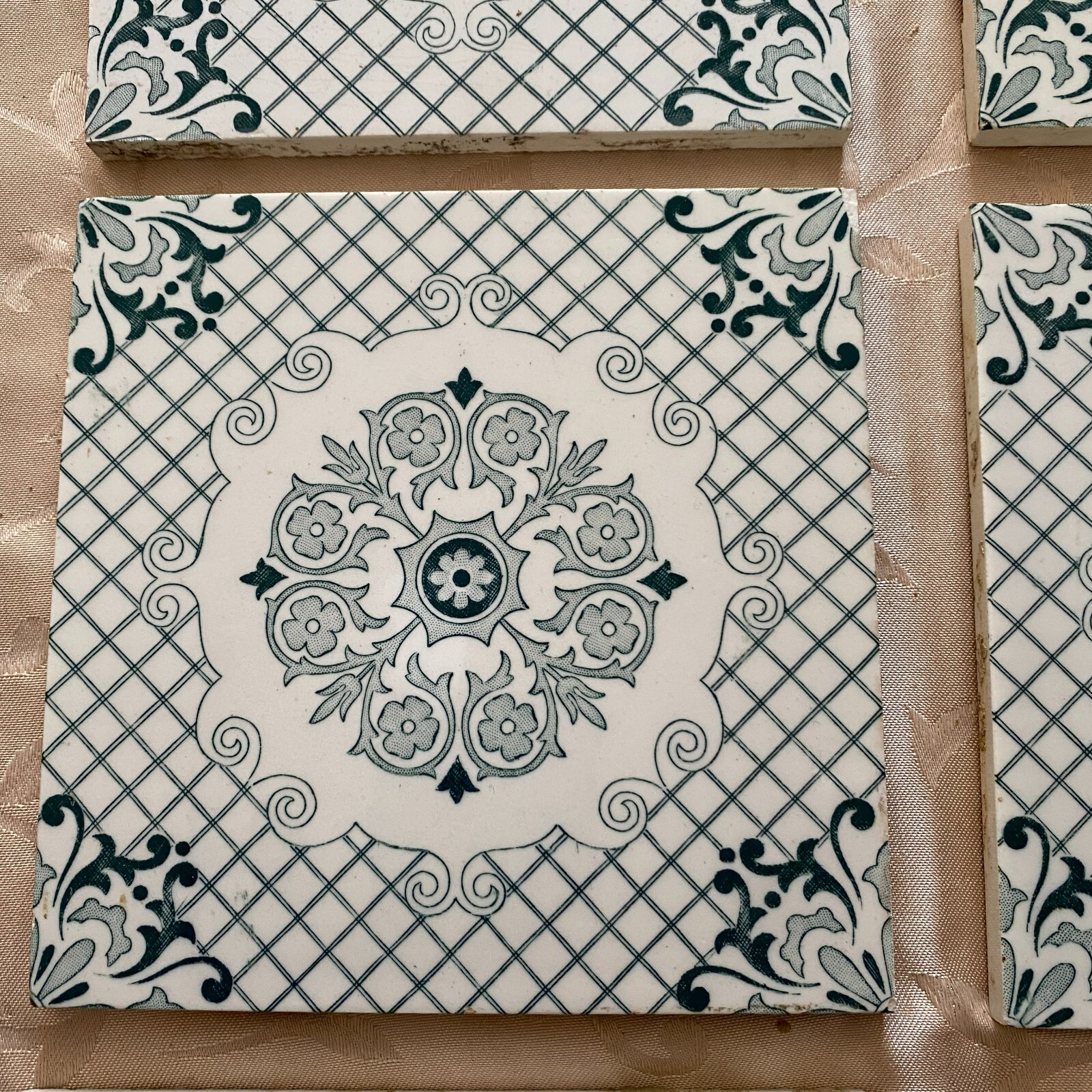 ANTIKE JUGENDSTIL FLIESEN 9 STÜCK SET KACHELN UM 1910 15x15cm AUS KERAMIK – Bild 10