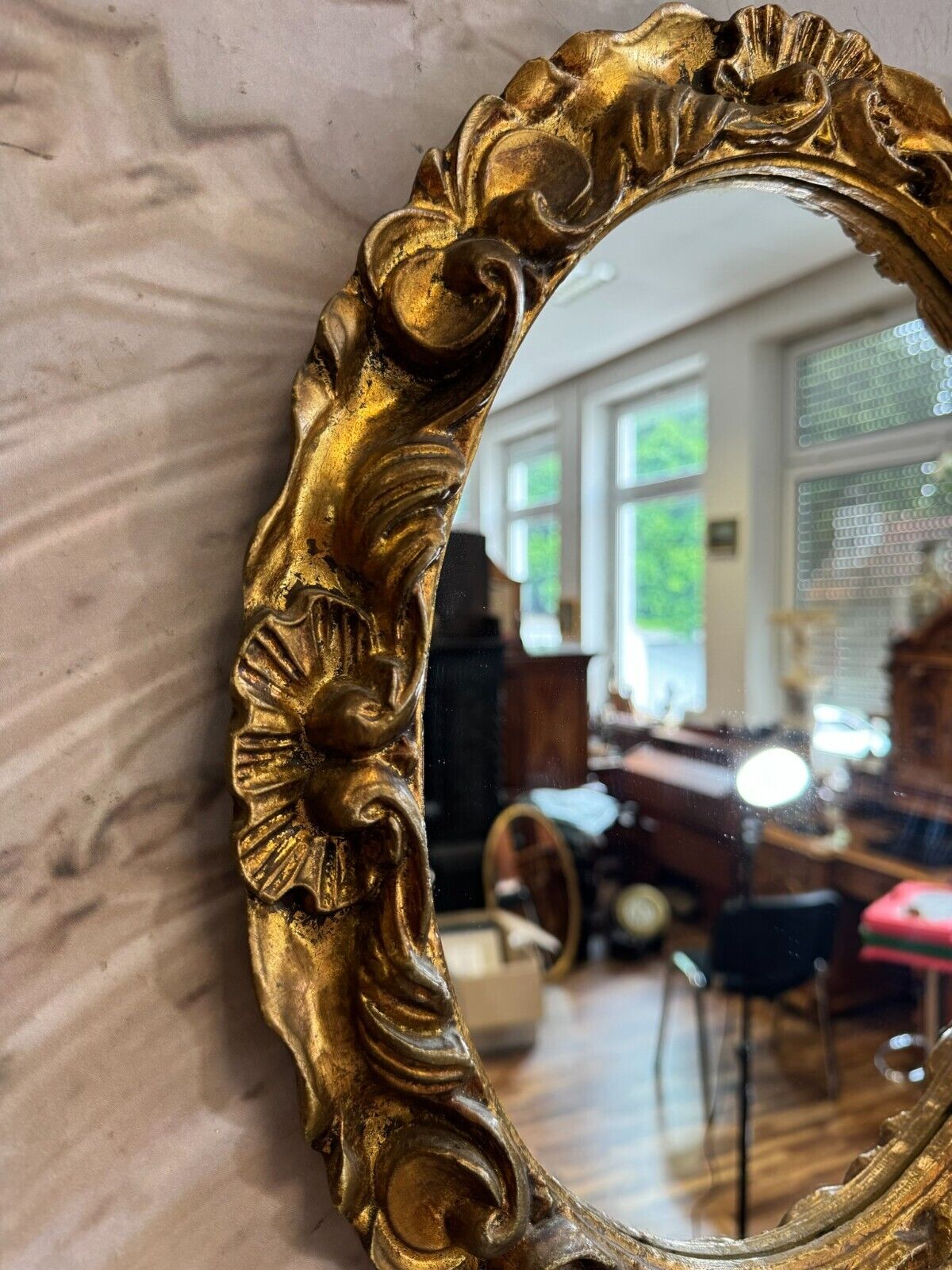 VINTAGE SPIEGEL WANDSPIEGEL PRUNKRAHMEN GOLDFARBEN – Bild 3