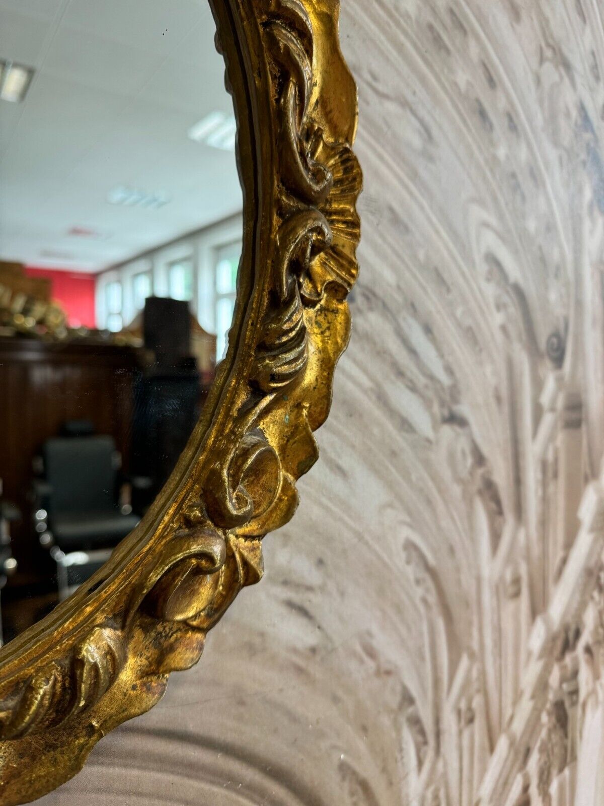 VINTAGE SPIEGEL WANDSPIEGEL PRUNKRAHMEN GOLDFARBEN – Bild 7