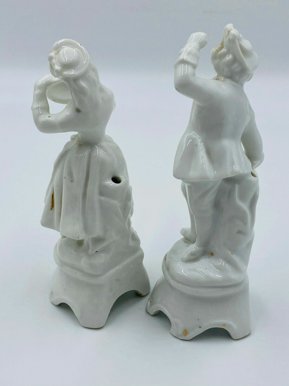 PAAR ANTIKE PORZELLAN FIGUREN UM 1800 FRAU MIT TAMBURINE UND TANZENDER MANN – Bild 7
