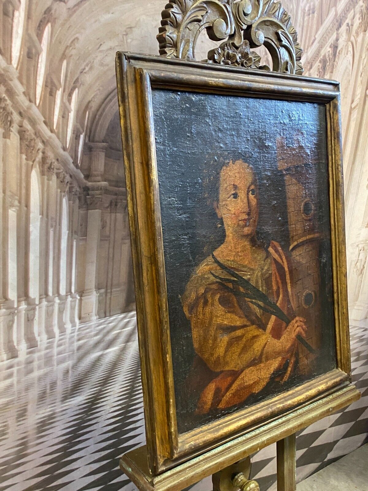 ALTMEISTER 17 TES JHDT ÖLGEMÄLDE HEILIGE BARBARA MIT ZWEIG UND TURM ITALIEN – Bild 22