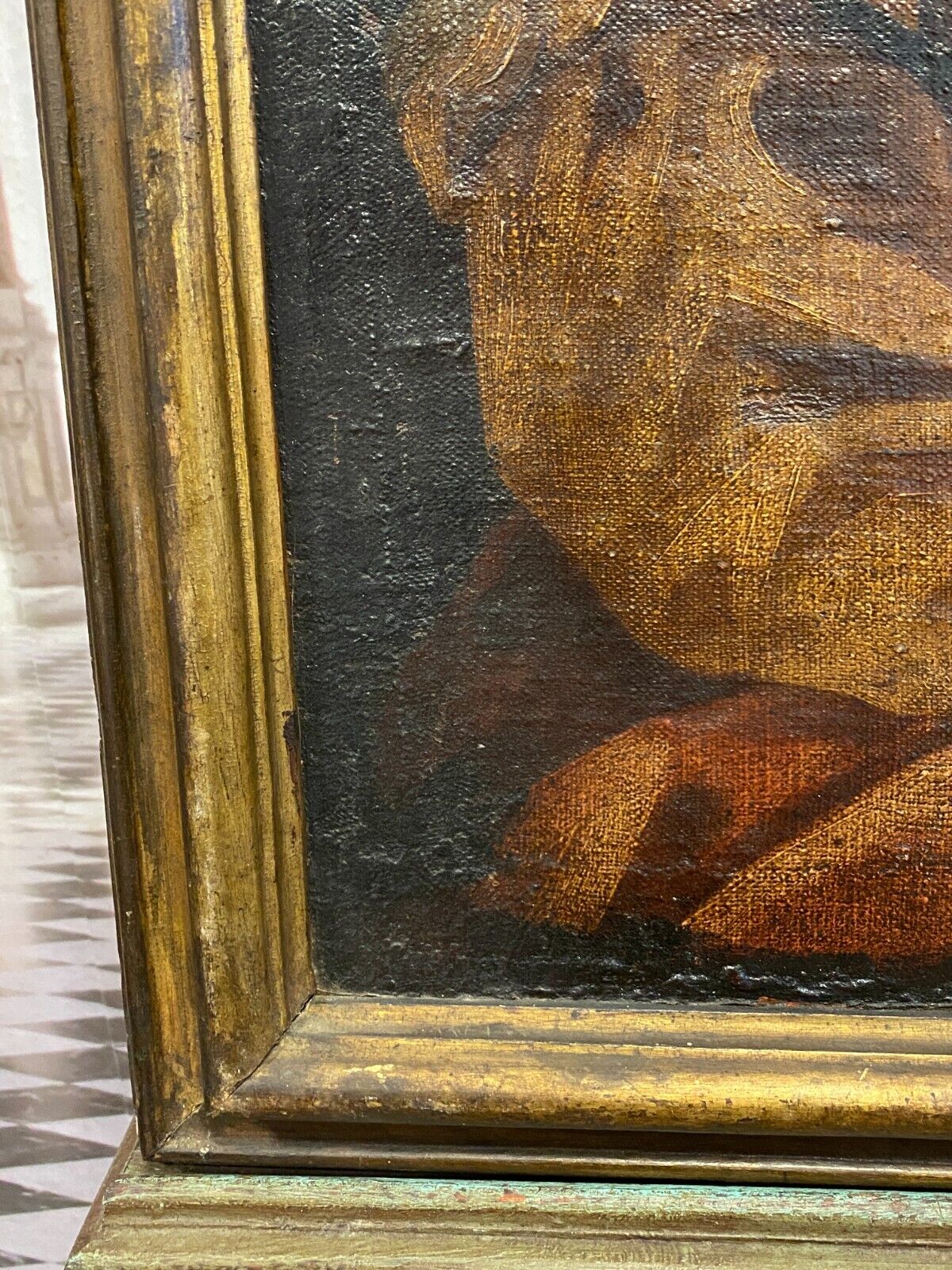 ALTMEISTER 17 TES JHDT ÖLGEMÄLDE HEILIGE BARBARA MIT ZWEIG UND TURM ITALIEN – Bild 8