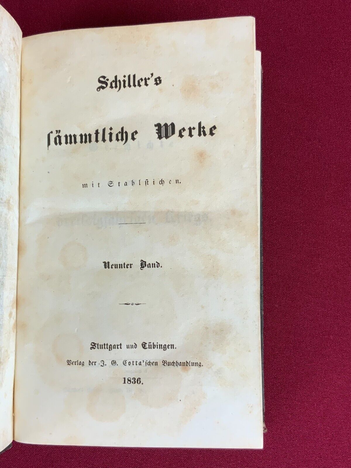 5x ANTIKES BUCH SCHILLER `S SÄMTLICHE WERKE AUS 1835 UND 1836 DIVERSE BÄNDE – Bild 17