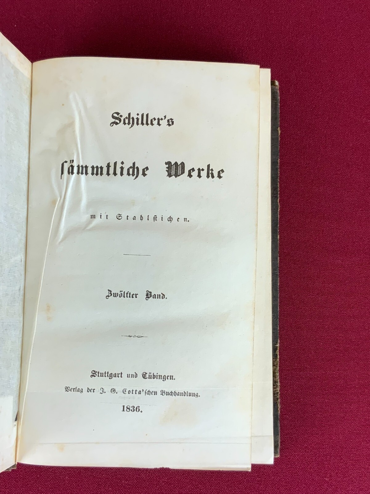 5x ANTIKES BUCH SCHILLER `S SÄMTLICHE WERKE AUS 1835 UND 1836 DIVERSE BÄNDE – Bild 23