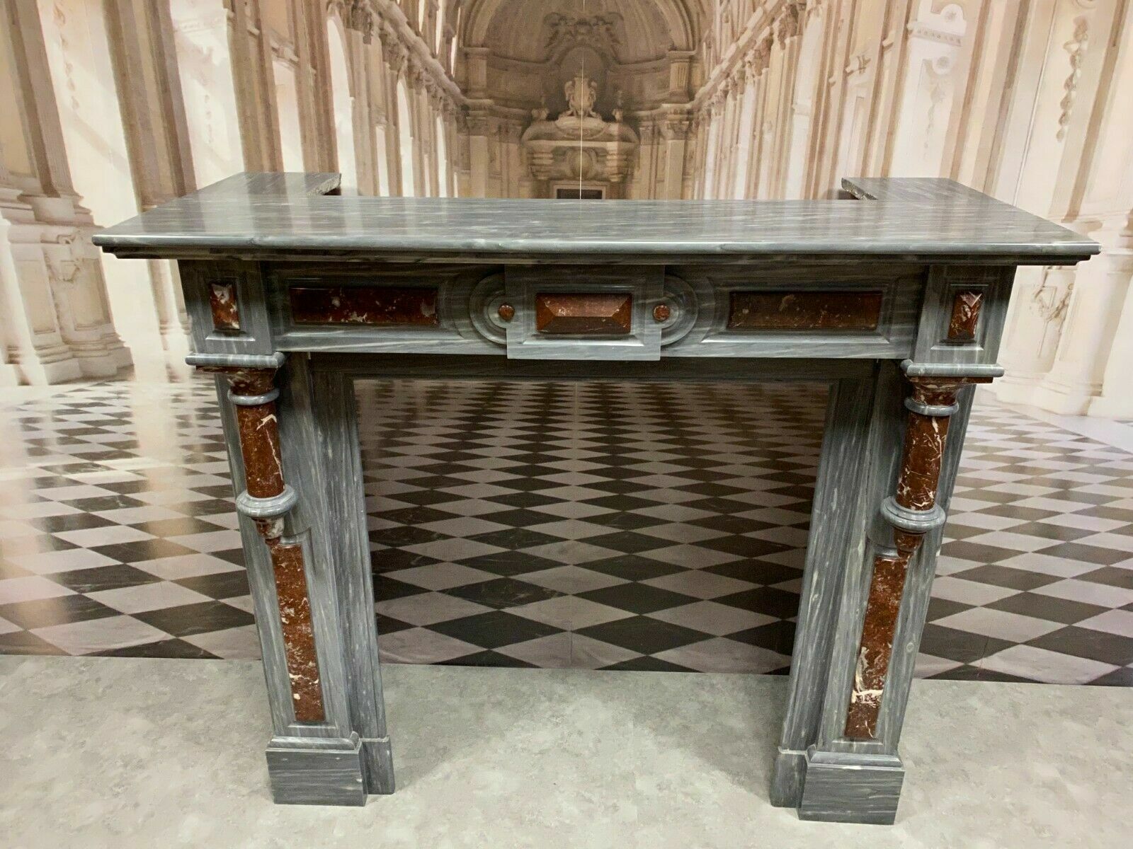 ANTIKE KAMINUMRANDUNG MARMOR KAMIN UM 1920 ART DECO ZWEIFARBIG