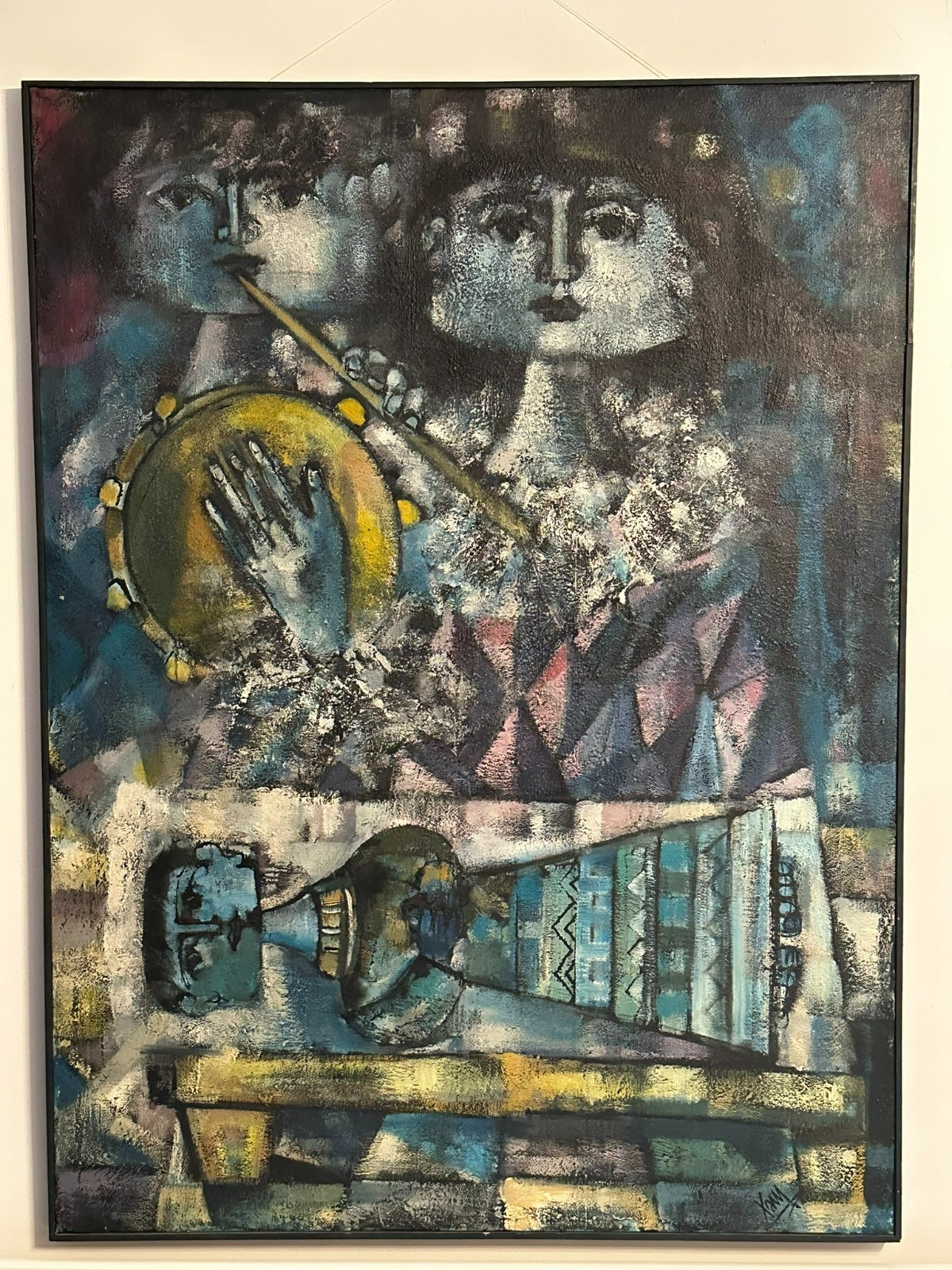 XAM Pedro QUETGLAS FERRER (1915-2001) ÖLGEMÄLDE 130x97cm ARLEQUINES MUSICOS – Bild 4